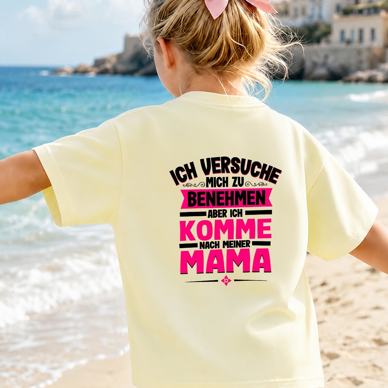 Image of Girls 1-14 Years Old Pure Cotton Casual T-shirt, German Boy Fashion Trend Print Stylish And Comfortable, Summer Outdoor Wear