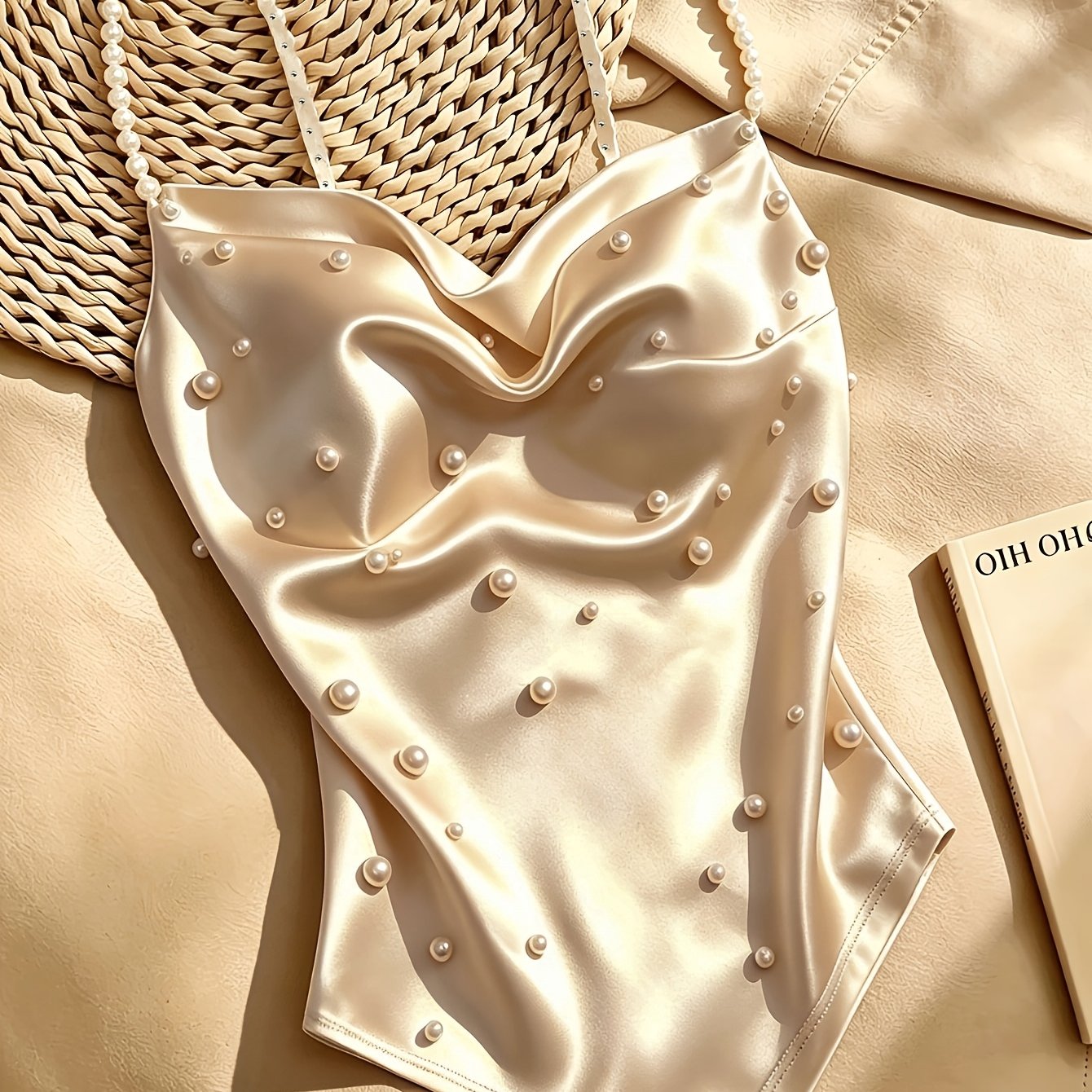 TEMU Zd260407083 Elegant, Gentle, And Sensual Style Women's Top, And Fashionable 2026 Spring New Arrival Pearl-embellished Camisole For Daily