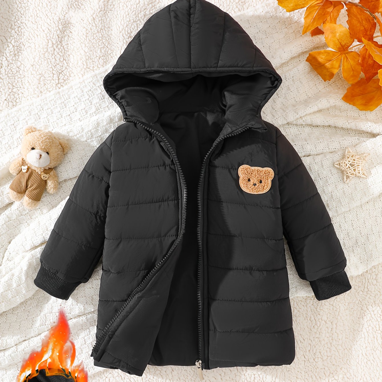 Image of Winter Thickened Mid-length Jacket, Fall/winter Hooded Thickened Outerwear, Thick Padded Coat For Babies, Casual Warm Jacket, Trendy Padded Coat For Outdoor Use, Cold-proof