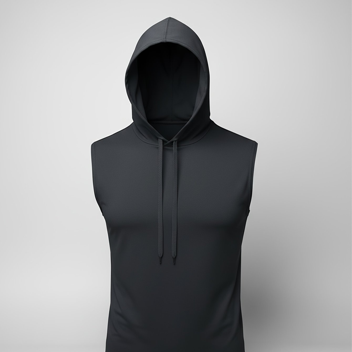 TEMU 1pc Solid Color Drawstring Hooded Men's Vest, Sports Fashion Casual Streetwear Men's Sleeveless Vest Short Sleeve T-shirt