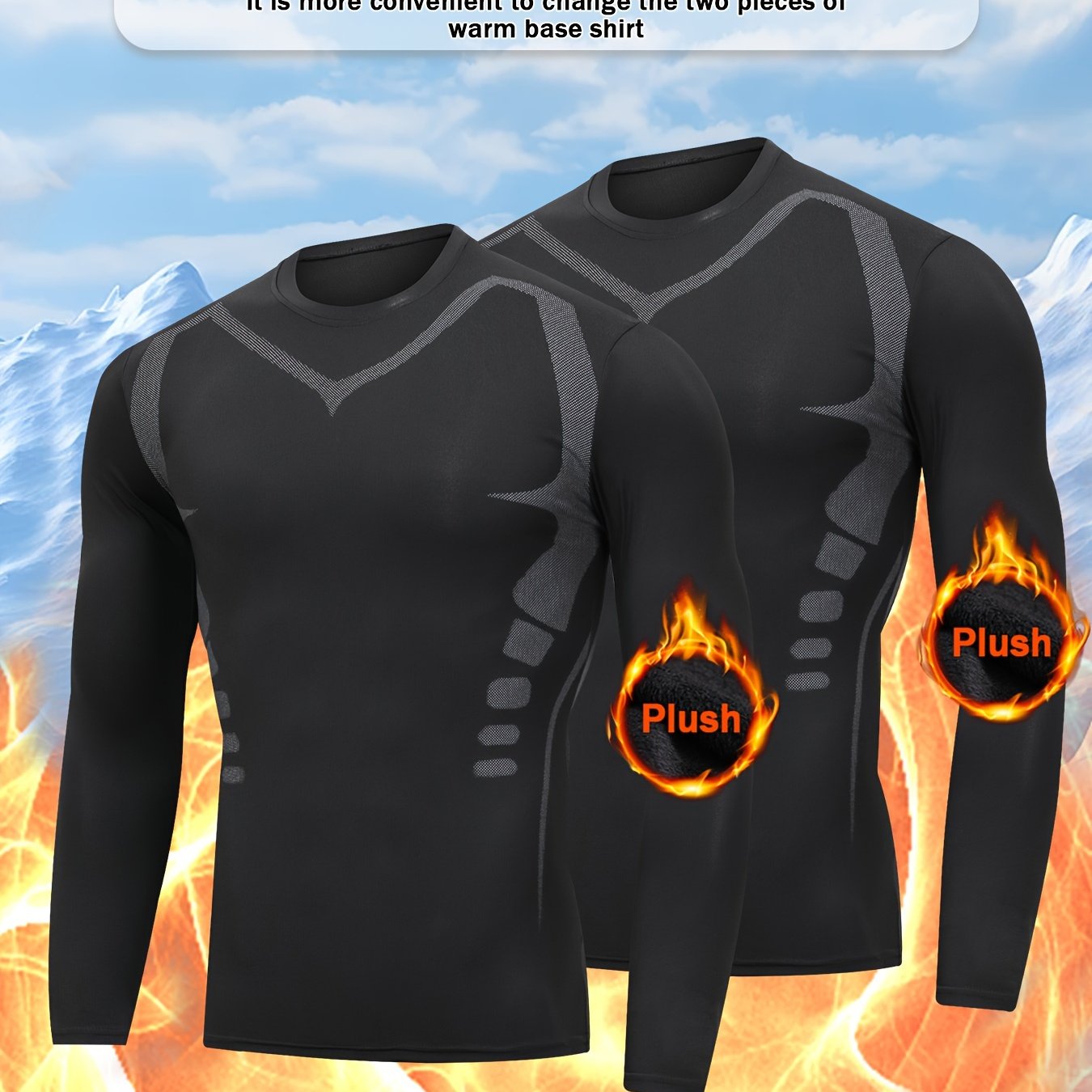 Fleece-lined Warm Sports Two-piece Set For Men, Running Gym Clothes, Autumn And Winter Warm Fleece-lined Tight-fitting Equipment, , Training, Autumn And Winter Sportswear