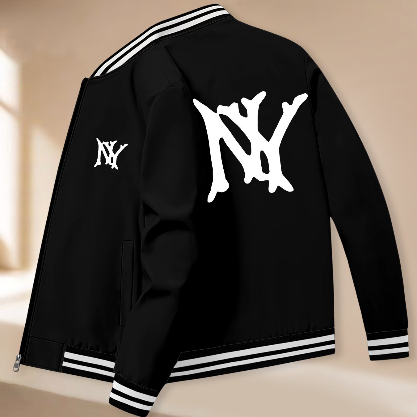 TEMU Veste de sport pour hommes, pour et l'hiver, avec un design NY, veste d' et décontractée, veste de baseball polyvalente à col .
