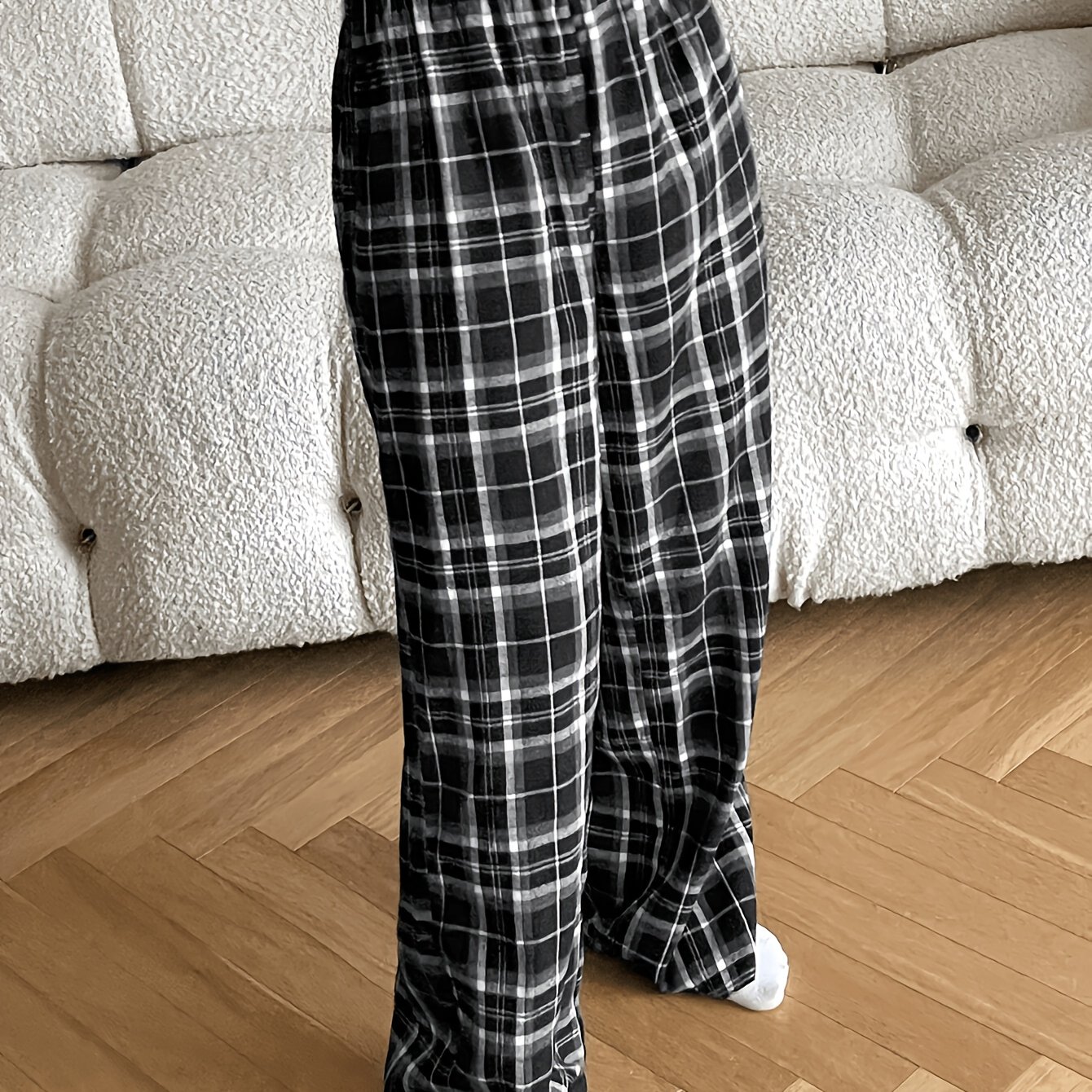 TEMU "26aw" Women's Pajamas, 1pc Home Sleepwear, Casual Sleep Pants, Theme Trousers, Comfortable For Home Use, Loose Comfortable Elastic Waistband