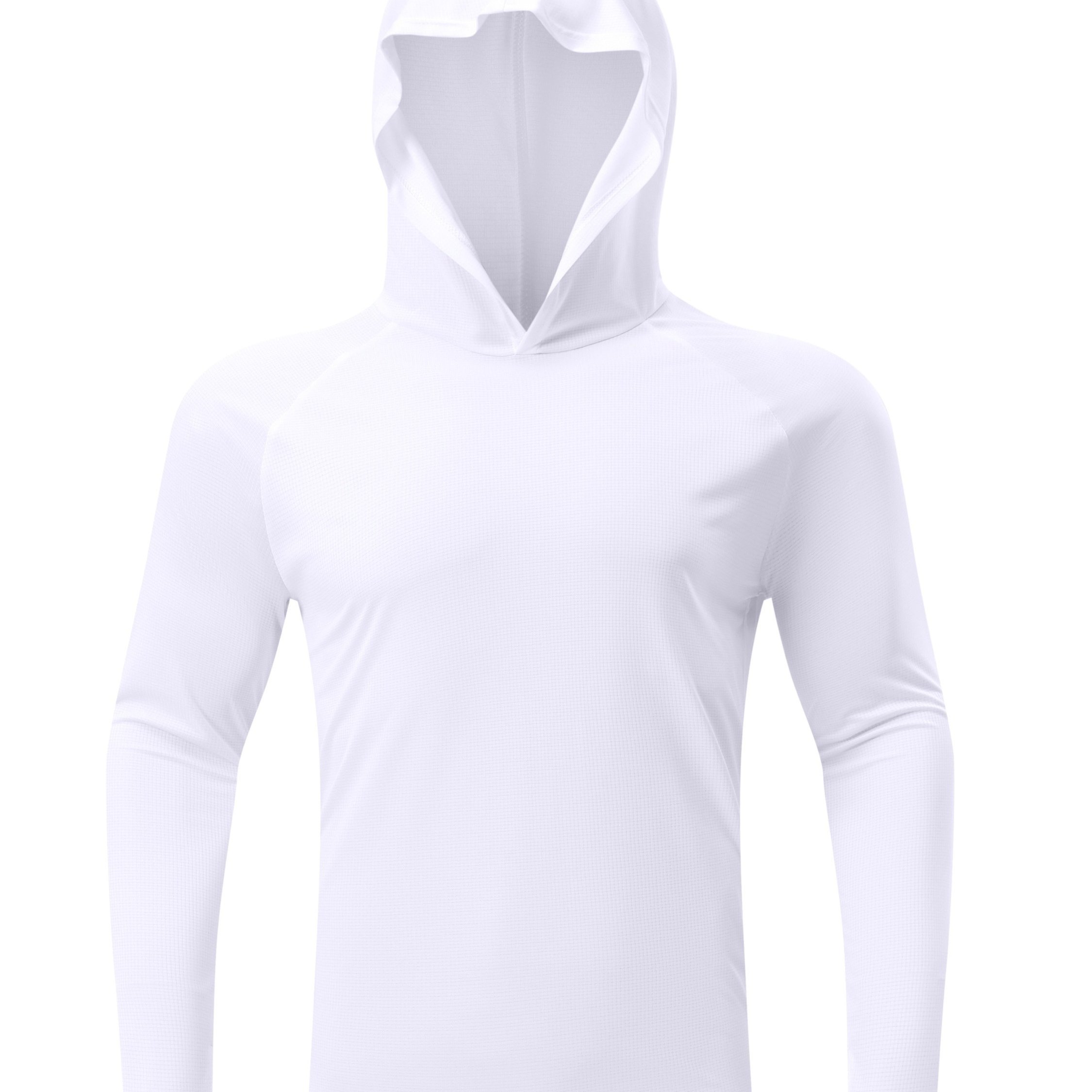 TEMU Men's Lightweight Breathable Hooded Long Sleeve, Solid Color Pullover With Adjustable Drawstring Hood For Hiking, Yoga, Running, Fishing & Outdoor Activities, Zippered Pockets, Knit
