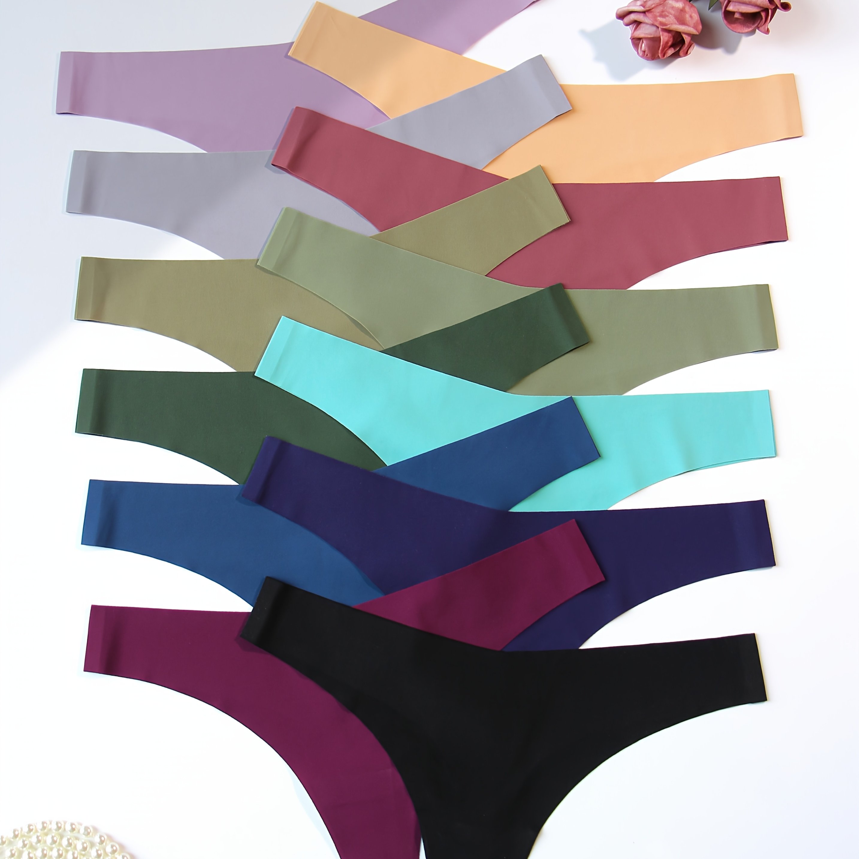 12pcs Plain-colored Non-marked Sexy Ladies Underwear Non-marked Breathable Soft Comfortable Personality Underwear Women Seamless Suit