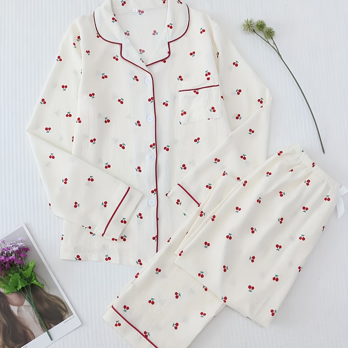 Cherry Print Youth Pajama Set