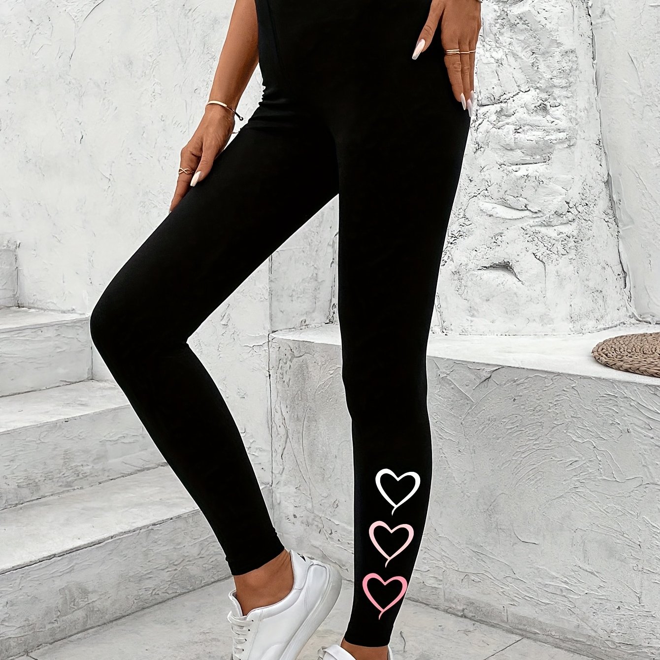 Targeted Women's Leggings, Heart Print Base Layer Tights