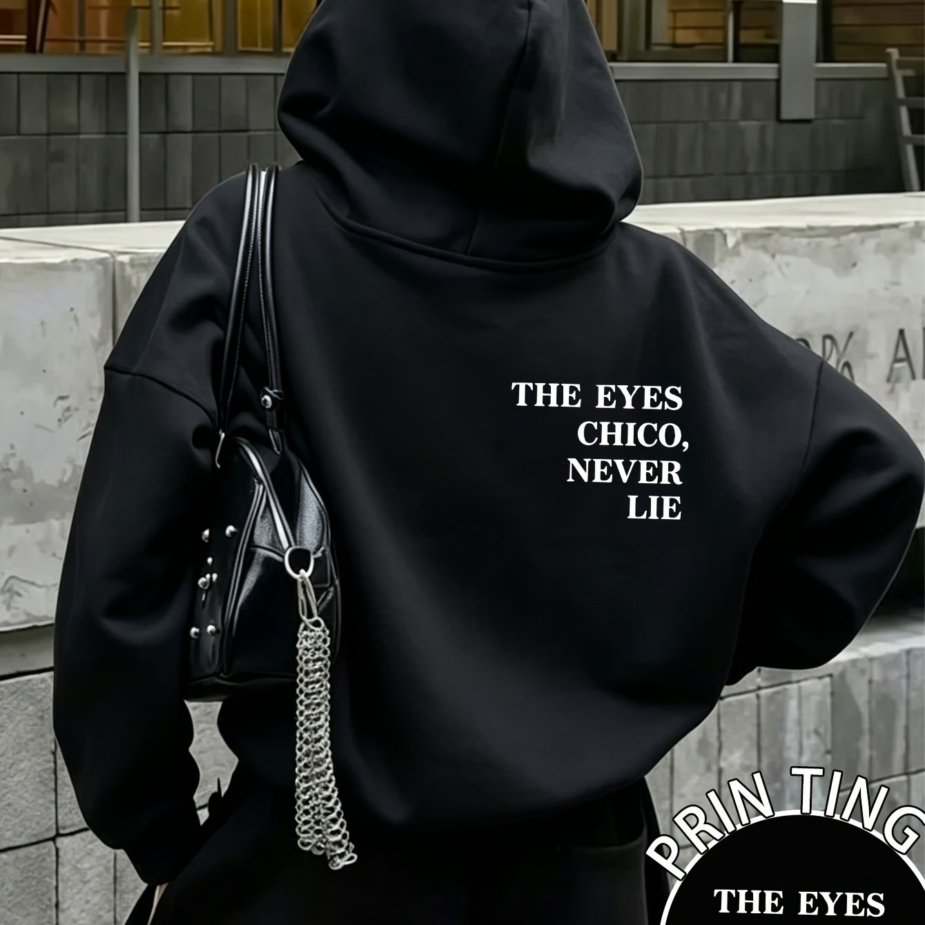 Image of A Loose-fit Hooded Sweatshirt Featuring A Stylish And Versatile " Are , " Letter Graphic Print, Suitable For Spring And Autumn, Women's Clothing