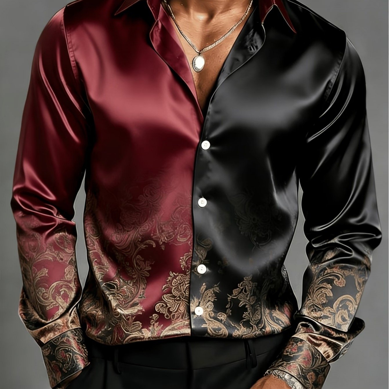 Image of European And American Men's Stylish And Sophisticated Long-sleeve Shirt Loose And Relaxed Fit Suitable Body Types, A Slimming Effect