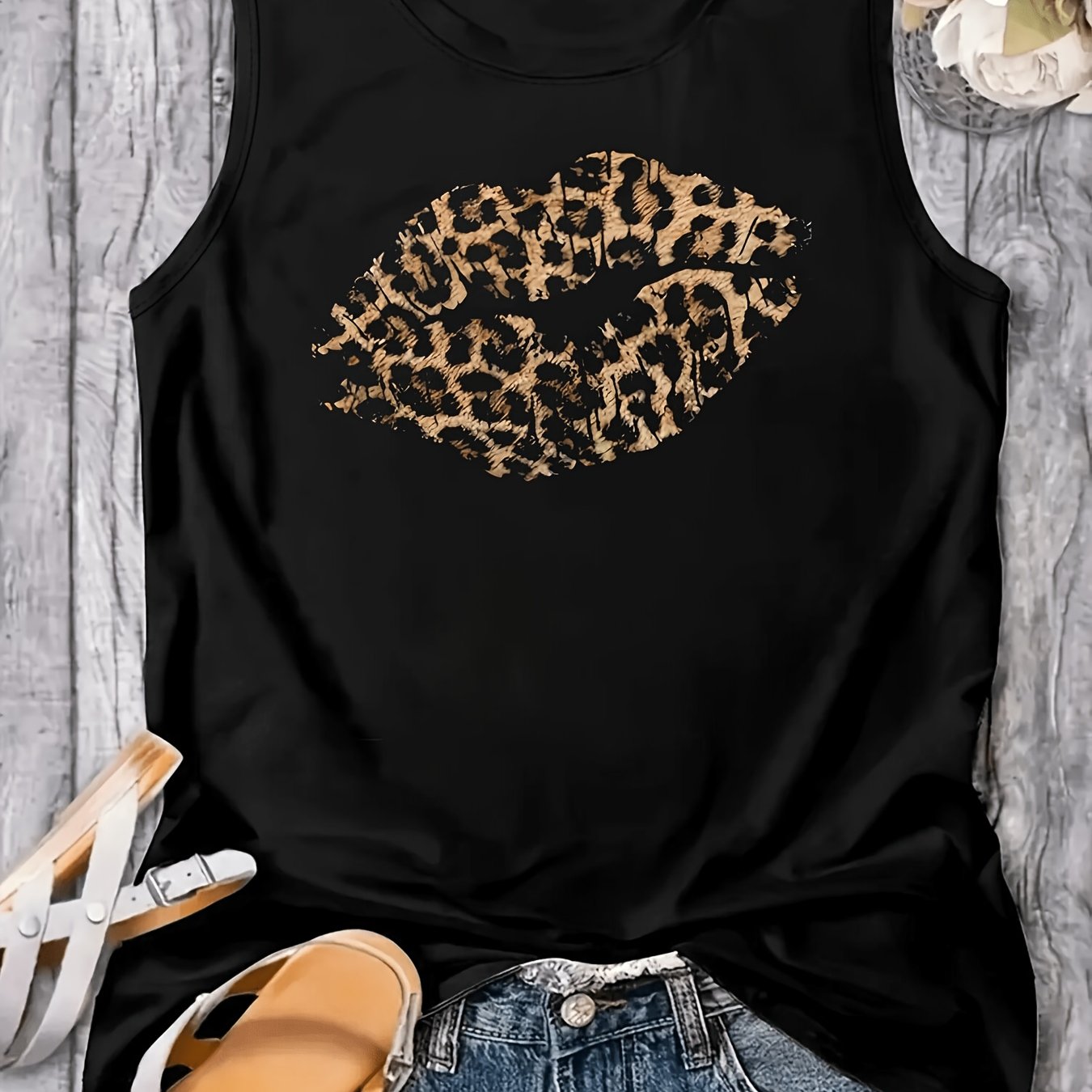TEMU A Plus-size Sports Vest For Women In A Leopard Print Designed For A Relaxed And Perfect For And Summer 2026 Summer Unisex Vest/fitness Casual