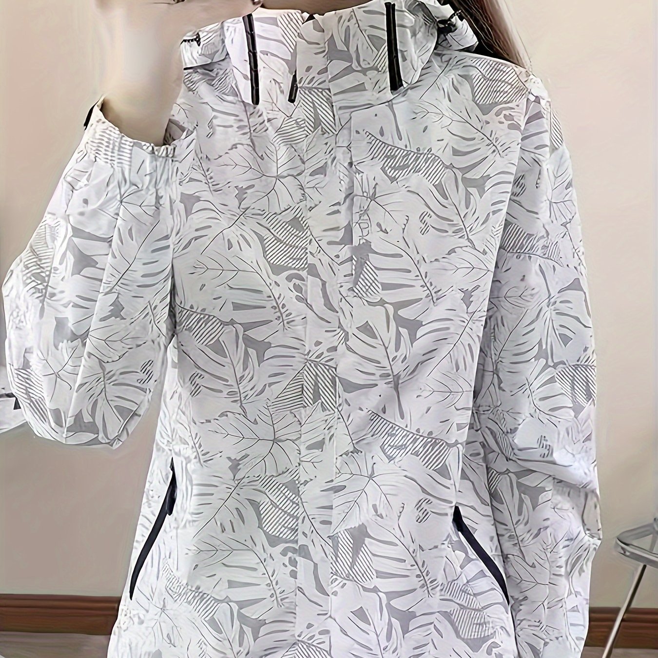 Couple Casual Sports Mountaineering Hiking Maple Leaf Print Jacket Women's Outdoor Jacket