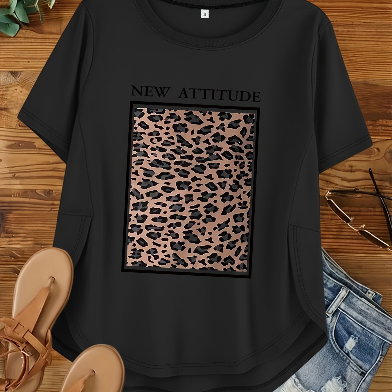 TEMU Plus Size, Plus Size Women's Loose Crew Neck Printed Short Sleeve T-shirts For