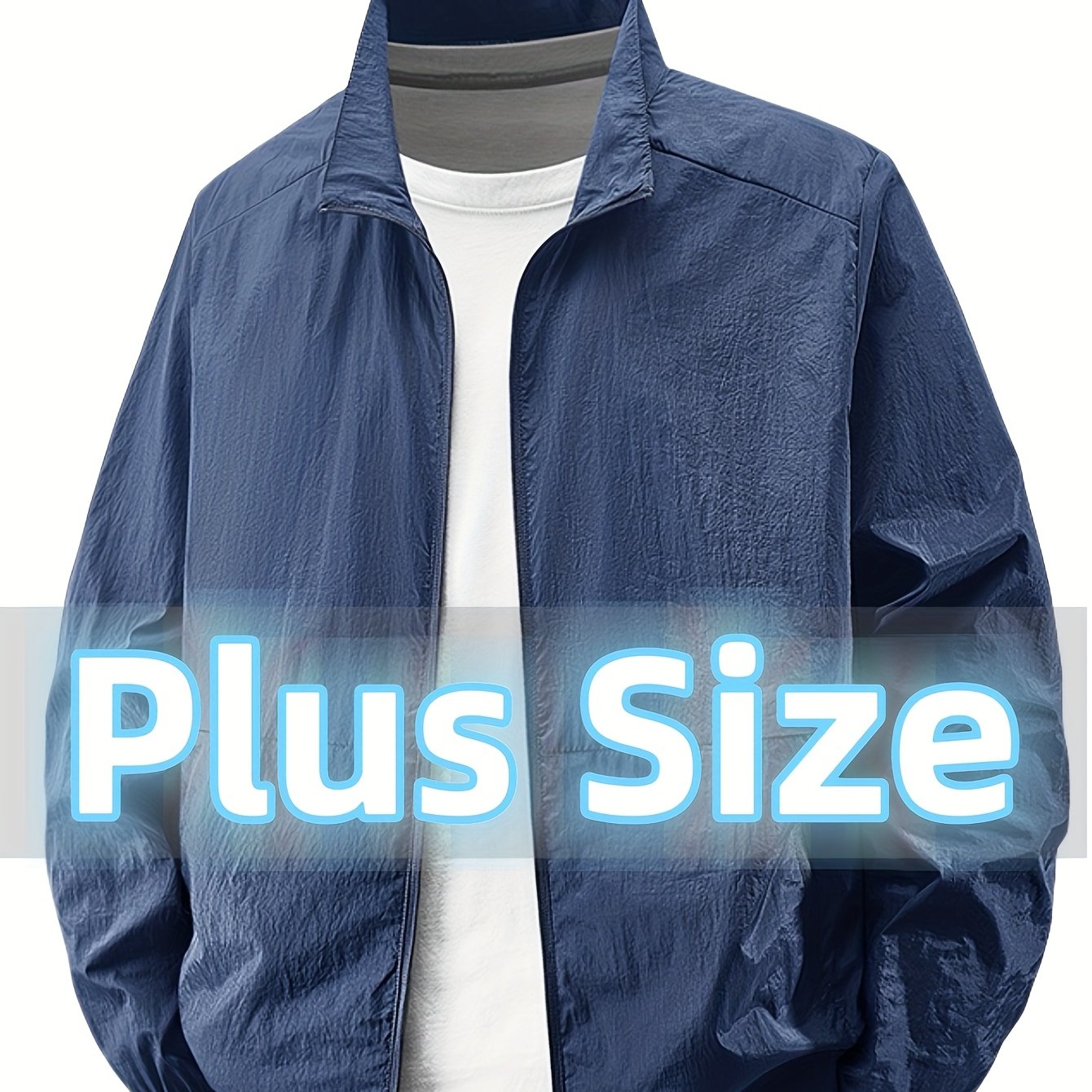 TEMU Men's Summer Plus-size Breathable Thin Jacket, Loose Fit Casual Versatile Sporty Leisure Outdoor Breathable Jacket, Extra Large And Wide Size,