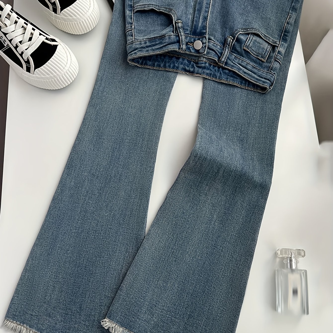 TEMU 女性用フレアジーンズデニムパンツ | スーパーストレッチブーツカット、カジュイル、オール、無地