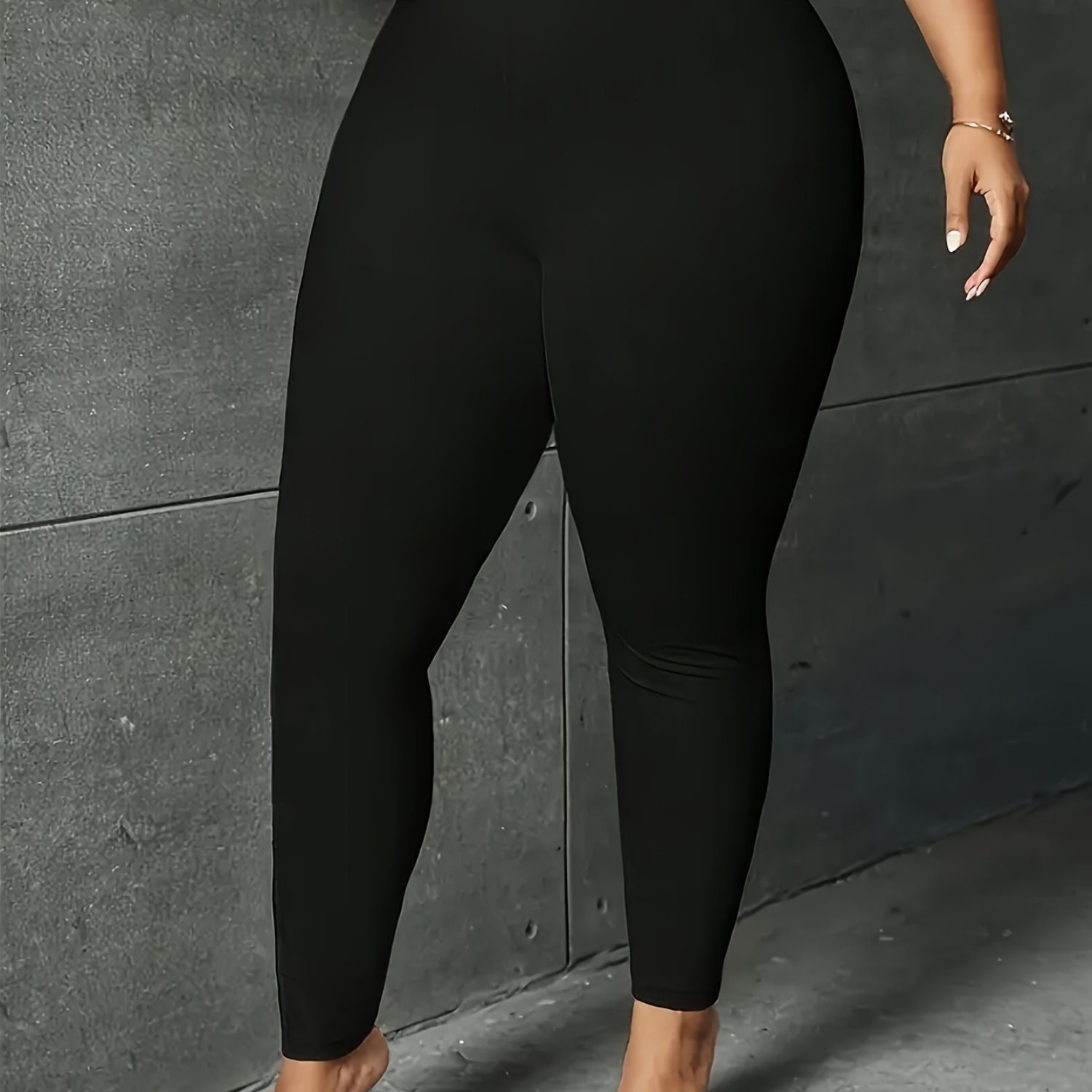 TEMU Plus Size - Plus Size - Plus Size Women's High Waisted Stretchy Skinny Pants - Non-see-through Leggings, Pair With Casual And Formal Wear -