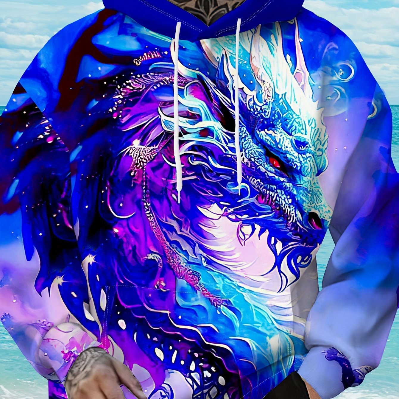 TEMU Men's Plus Size 3d Premium Mixed Color High-definition Print Autumn Sweatshirt, Plus Size