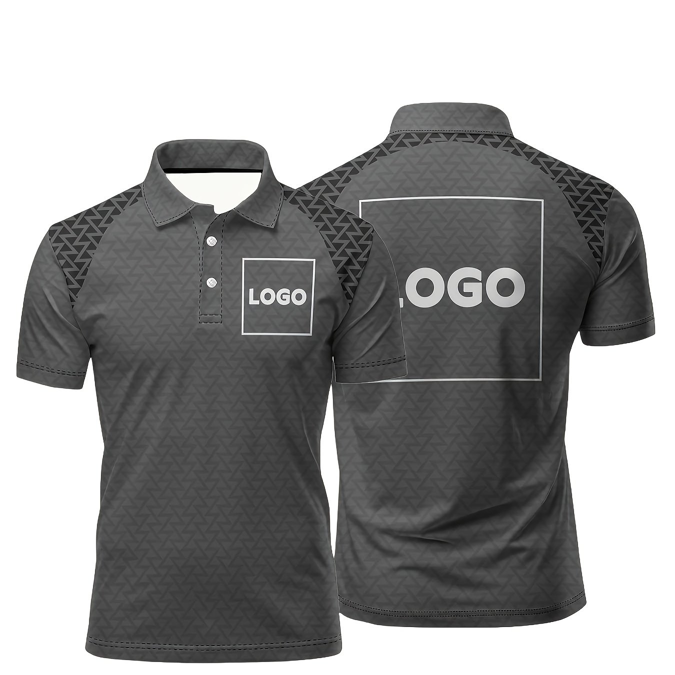 TEMU Men's Custom Logo Shirt - Personalized Logo/emblem/logo Suitable For Golf, Pickleball, Tennis | Short Sleeve Lapel Collar With Full-body Print |