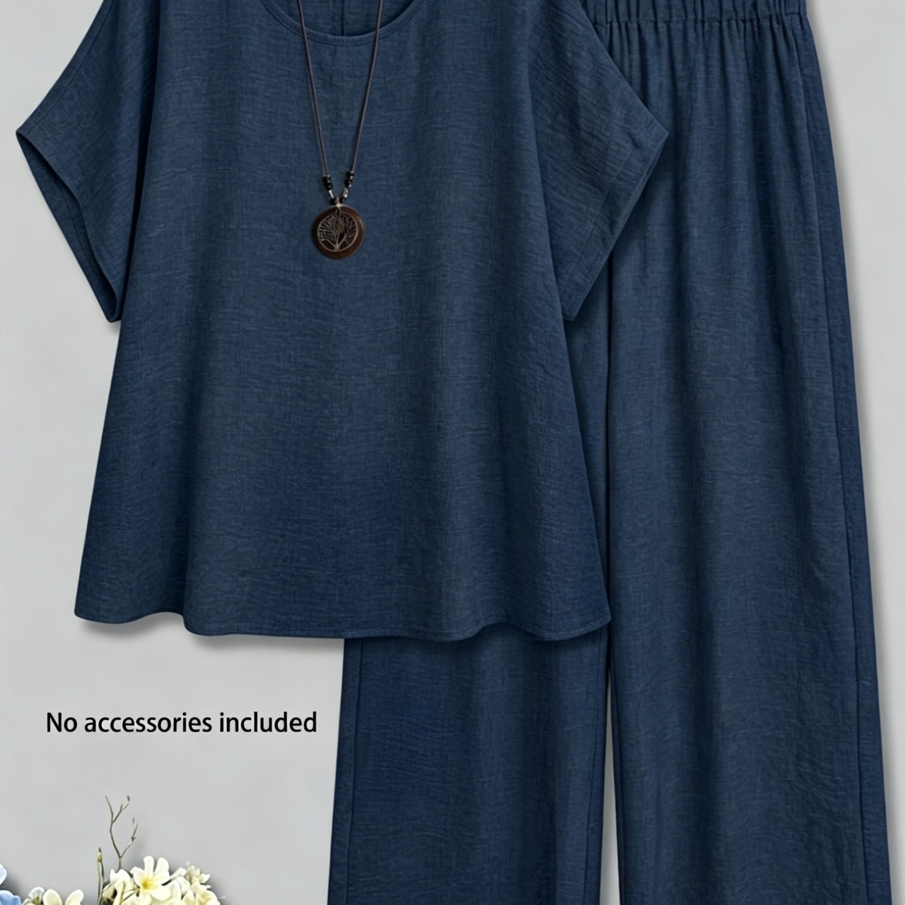 TEMU Plus Size - Summer New Plus Size Casual Loose Comfortable T-shirt Short Sleeve Straight Wide-leg Pants Two-piece Set