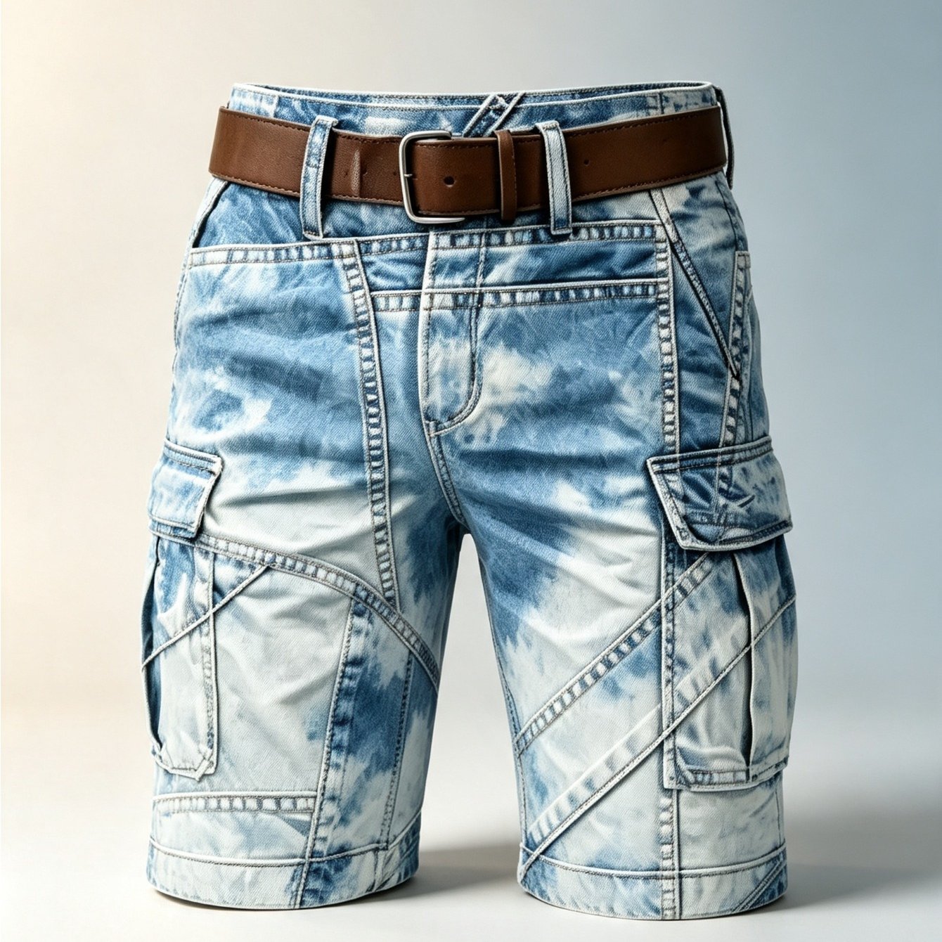 Men's Workwear Shorts, Suitable For European Street Photography, Casual Dating And Other Trendy Daily Scenes (single Pants Do Not Waistband)