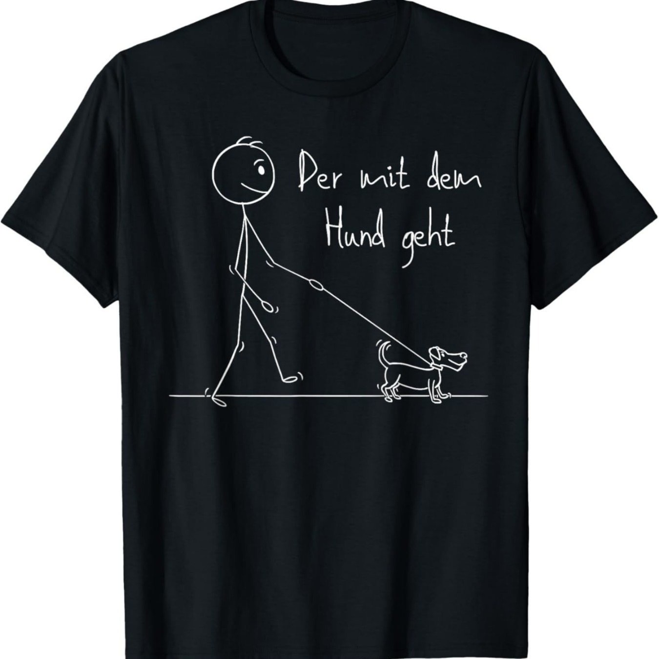 Image of Men's Funny German Quote Dog Owner T-shirt | Vintage Casual Short Sleeve Tee With German Text & Poodle Graphic, Black With White Print, Fit For Dog & Casual Attire (machine Washable) - I
