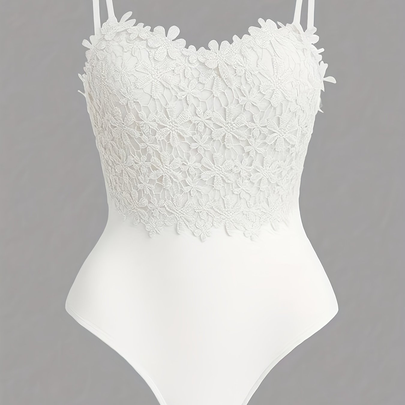 Plus Size, Plus Size Lace Strap Bodysuit Fashion Solid Color Bodysuit Suitable For Summer