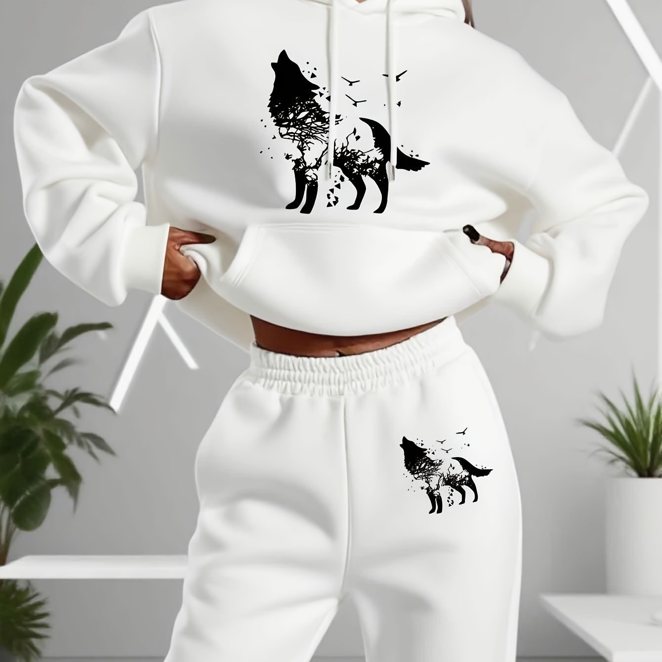 TEMU Women's Winter Hoodie Set, Stylish And Versatile, Featuring A Pocketed Top For Casual Convenience