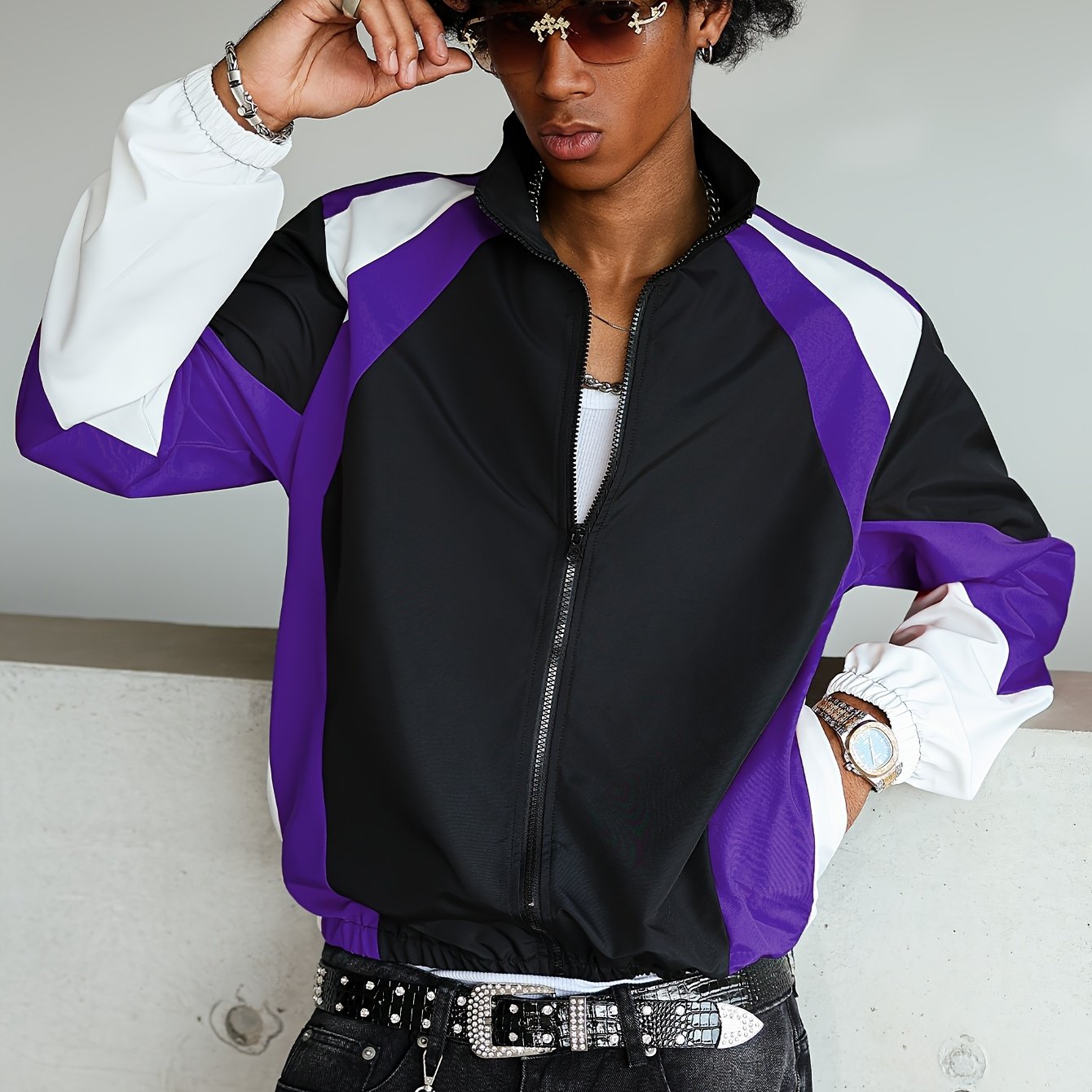 TEMU Chaqueta para Hombre, Cuello con Bloques de Color, Ropa Deportiva, , Abrigo Casual para Exteriores,running moto, de moda, elegante, para a