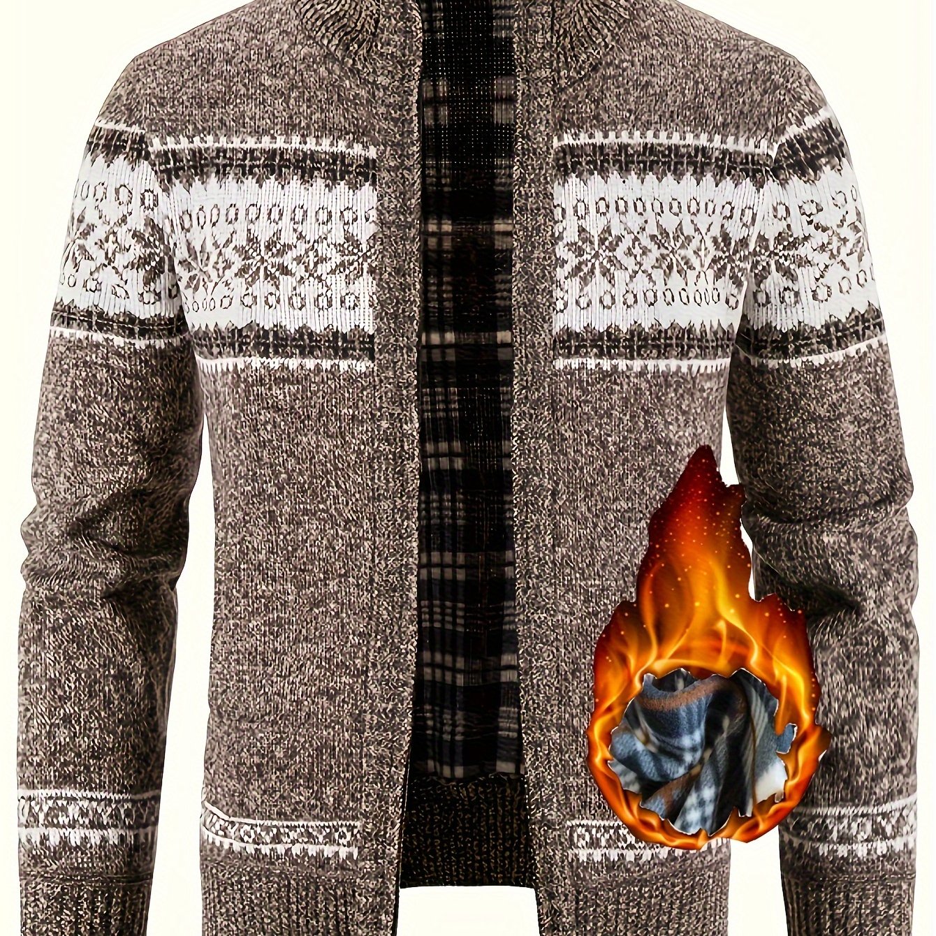 TEMU Pull de sport tricoté pour homme, automne et hiver, randonnée air, voyage, cyclisme, chaude, motif ethnique, motif de neige, cadeau de Noël,