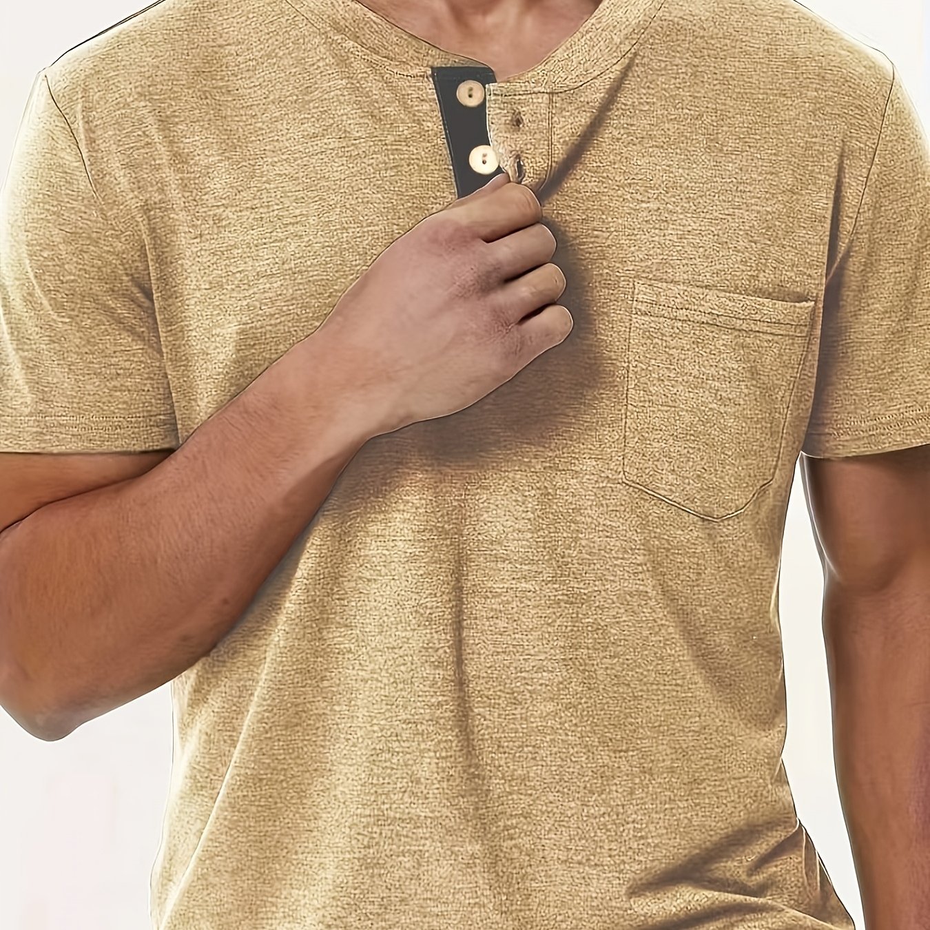 Plus Size Men's Casual Henley T-shirt, Plus Size