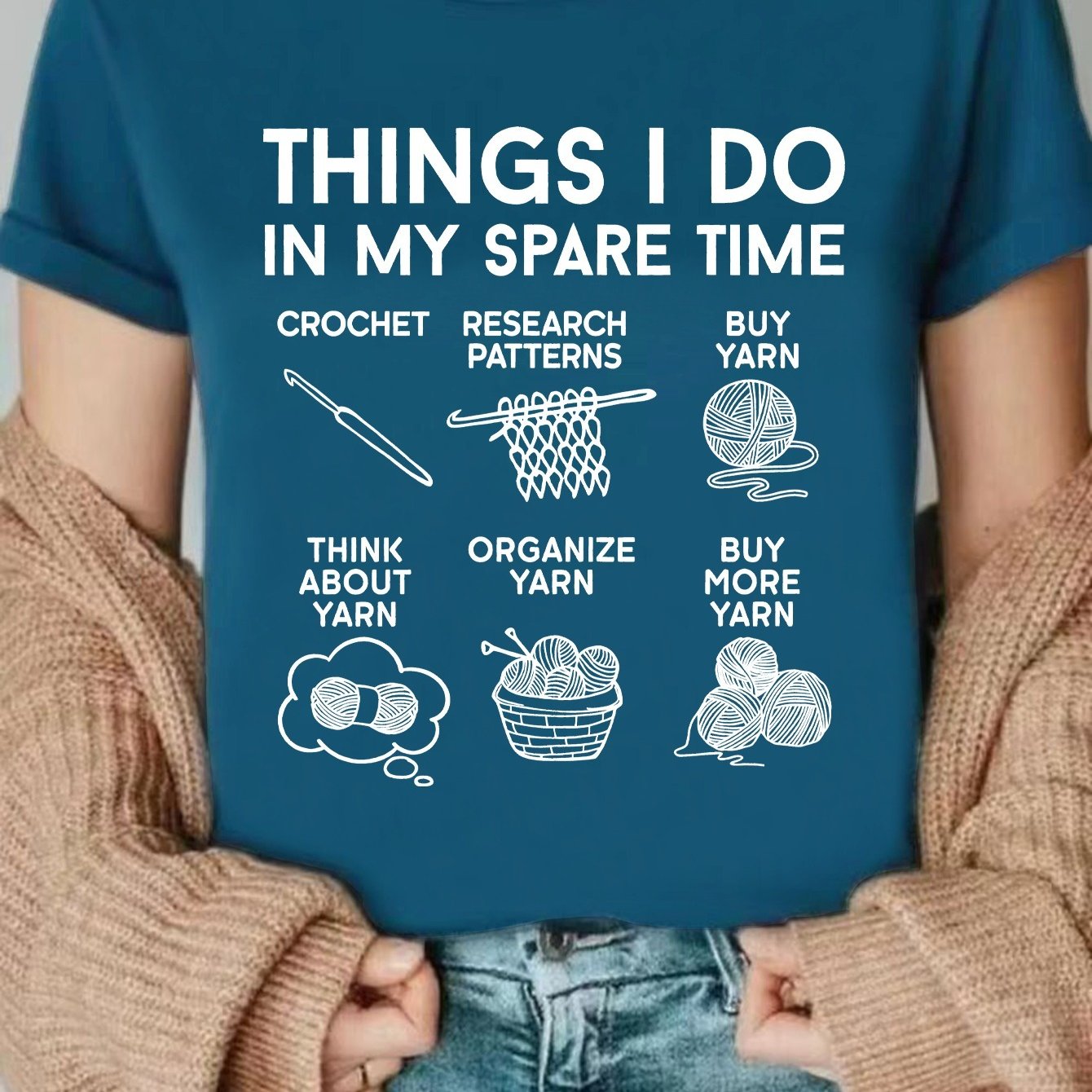 TEMU Interessante Handgemaakte Mama T-shirts, Gehaakte T-shirts met Print, Cadeaus voor Oma, T-shirts voor Haakliefhebbers, Groeps T-shirts voor