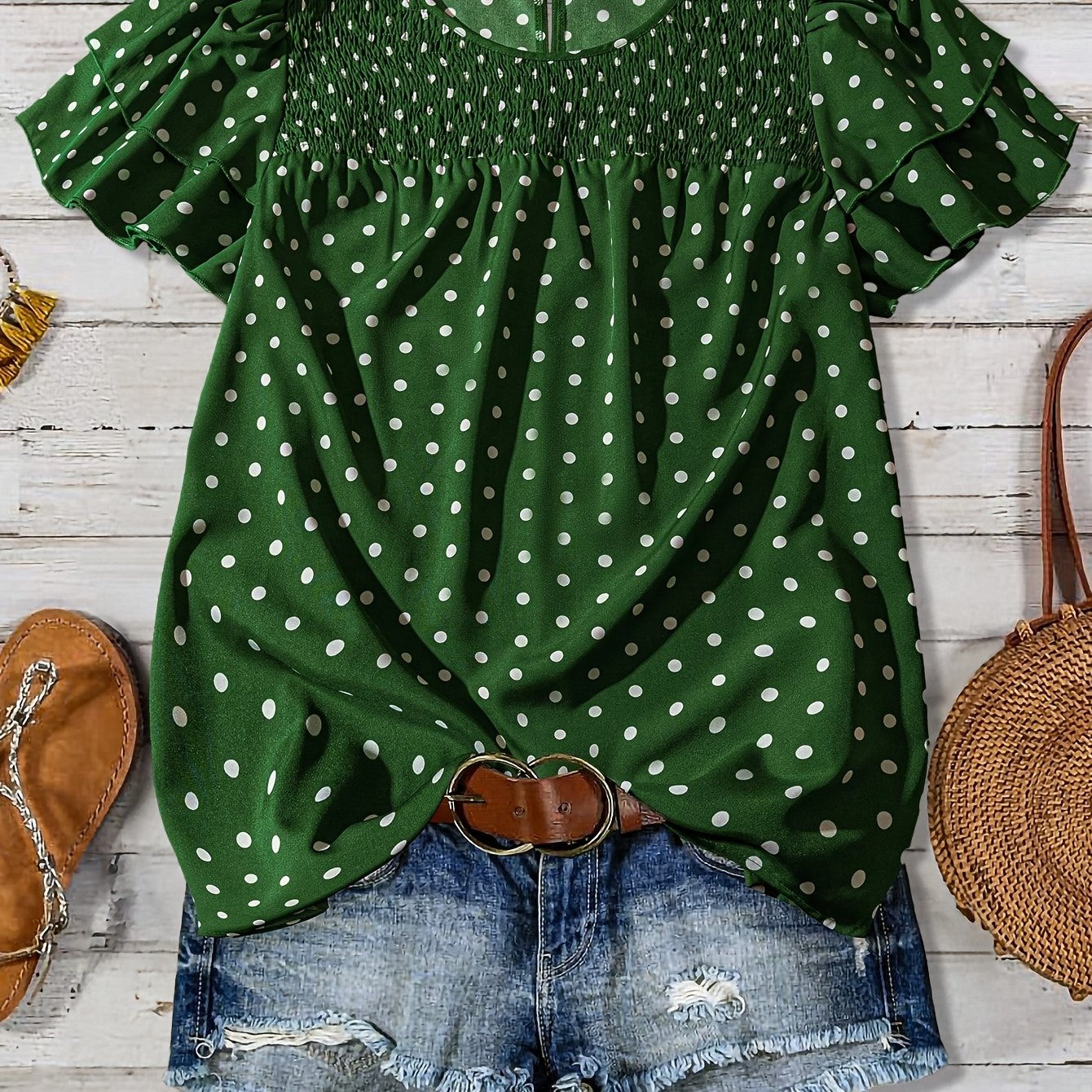 TEMU 2026 Spring Summer Women's Elegant Fashion Printed Round Neck Short Sleeve Blouse Top