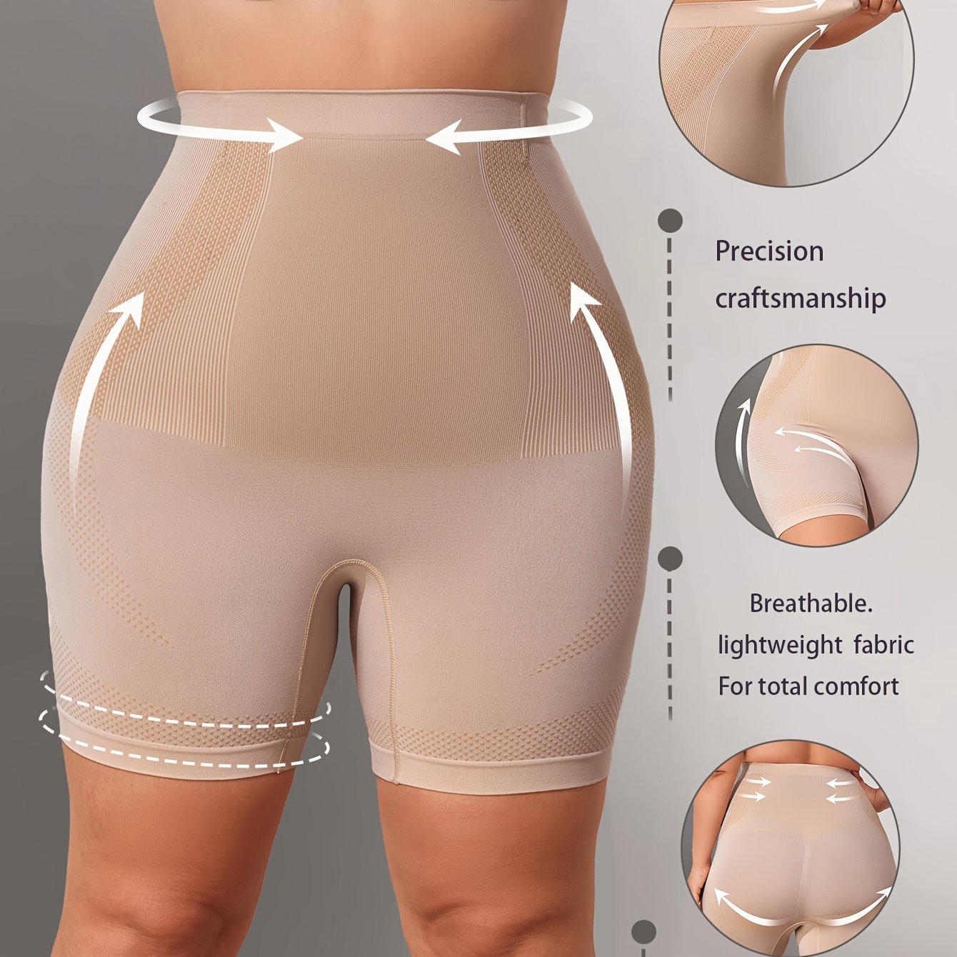 Image of Female Abdominal, Hip Shaping, Leg Shaping, Seamless, Breathable, Sporty, Casual, Thin Underwear, Plus Weight