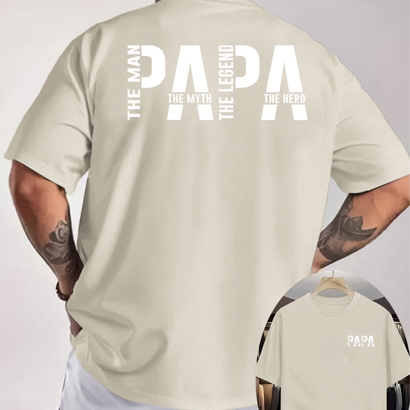 E-shop PAPA DER MYTHOS DIE " Herren-T-Shirt mit doppelseitigem Druck, väterliche Liebe & Familiestil, geeignet für den , den Vatertag Papa-Outfits