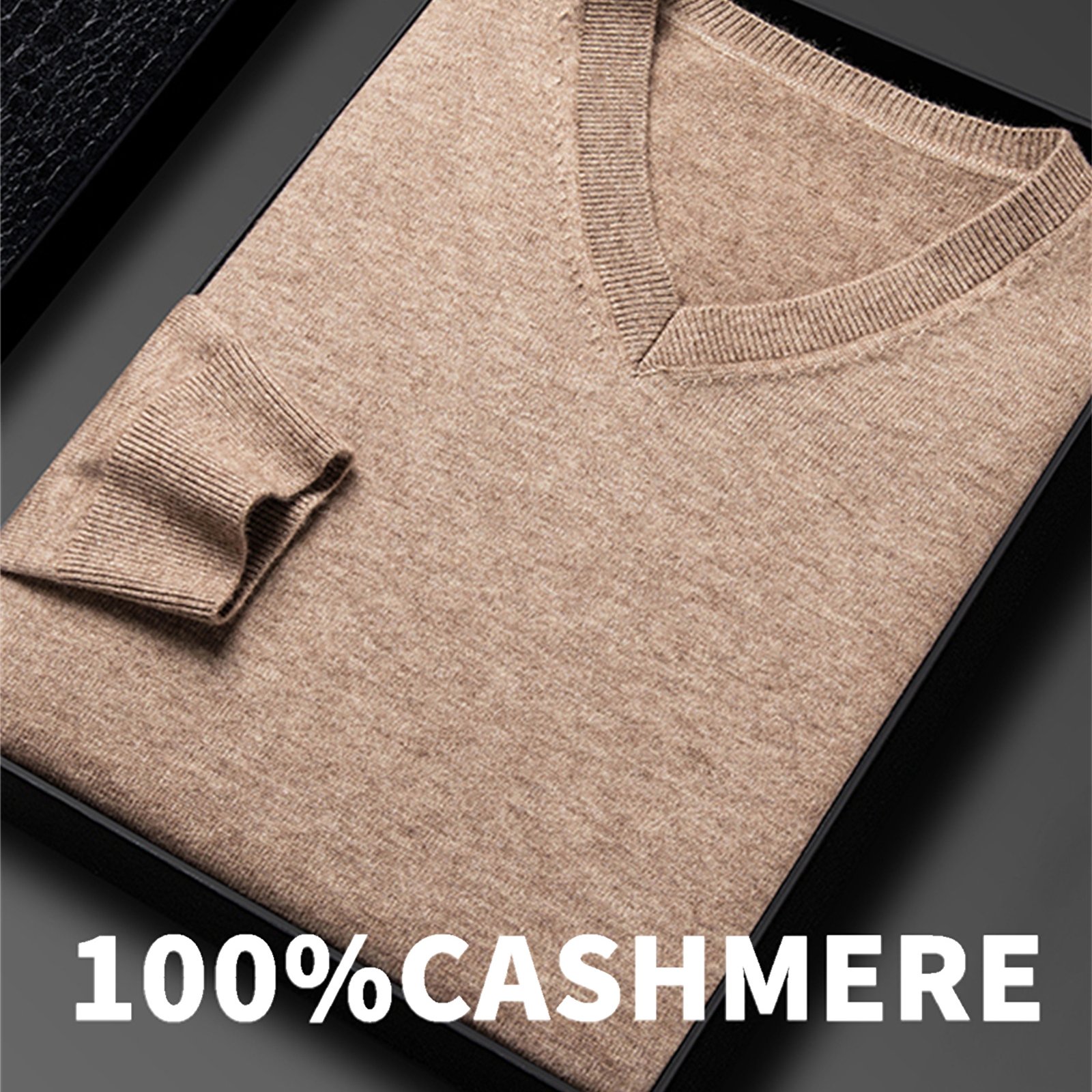 TEMU 100% Men's Long Sleeve Sweater, V-neck Solid Color Pullover, Knit Top, Outdoor Casual, Skin-friendly Warm, Business Casual, Light , Optional, ,