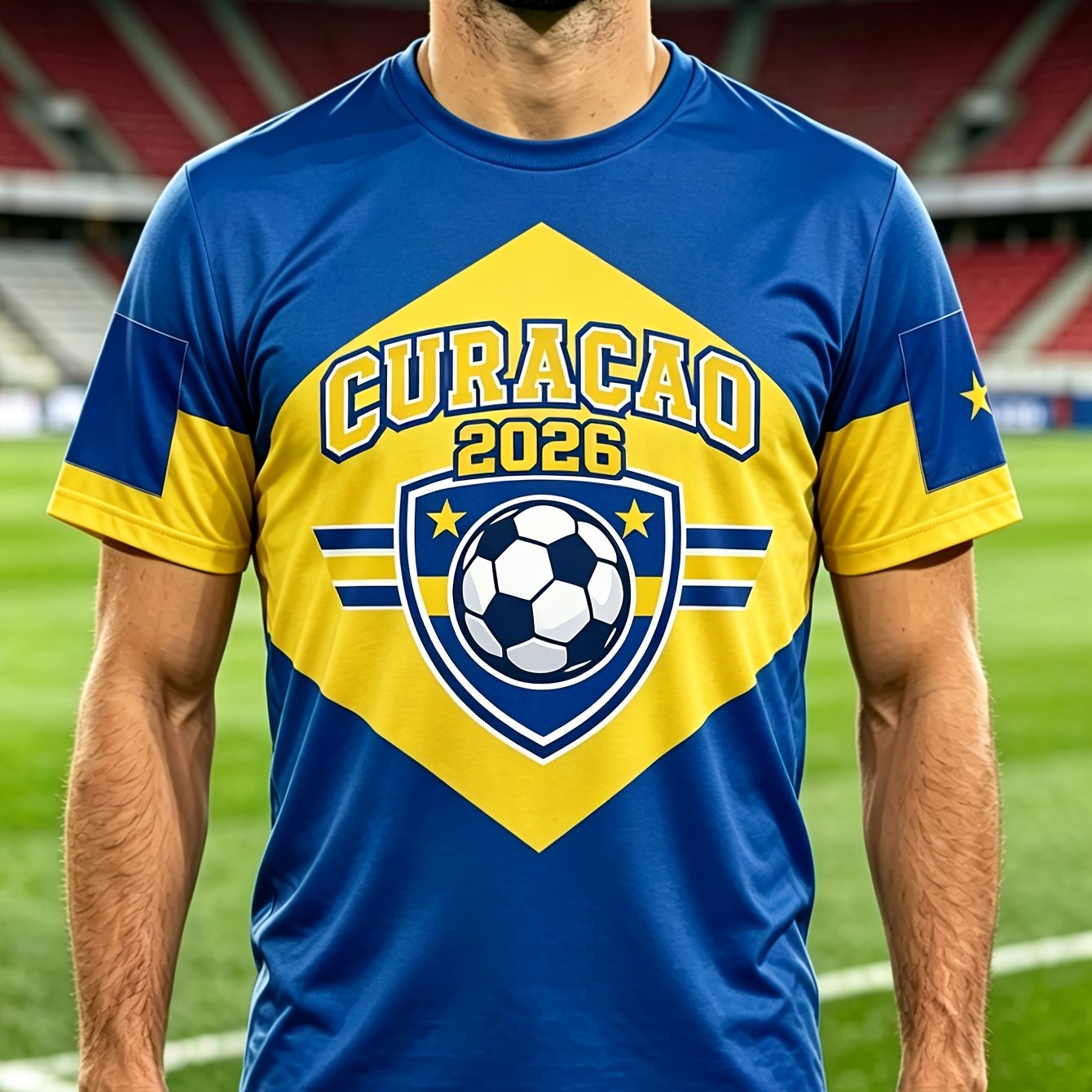 TEMU Men's T-shirt - Blue Yellow Contrast Easy Design - Short Sleeve - Summer Top, Suitable For Casual Minimalist Style, Beach Vacation, Daily - Top,