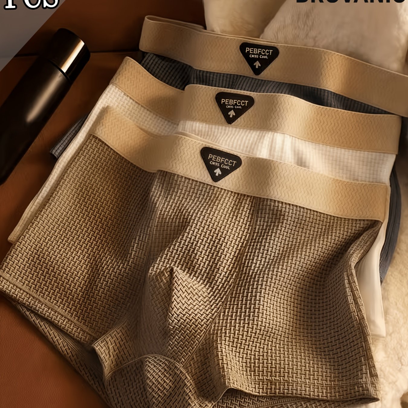 TEMU 3pcs Men&;s Boxer Briefs - Soft Underwear, Everyday & Dressy - Men&;s Value Pc, Underwear, Simple Underwear, Medium Stretch Wear, Everyday