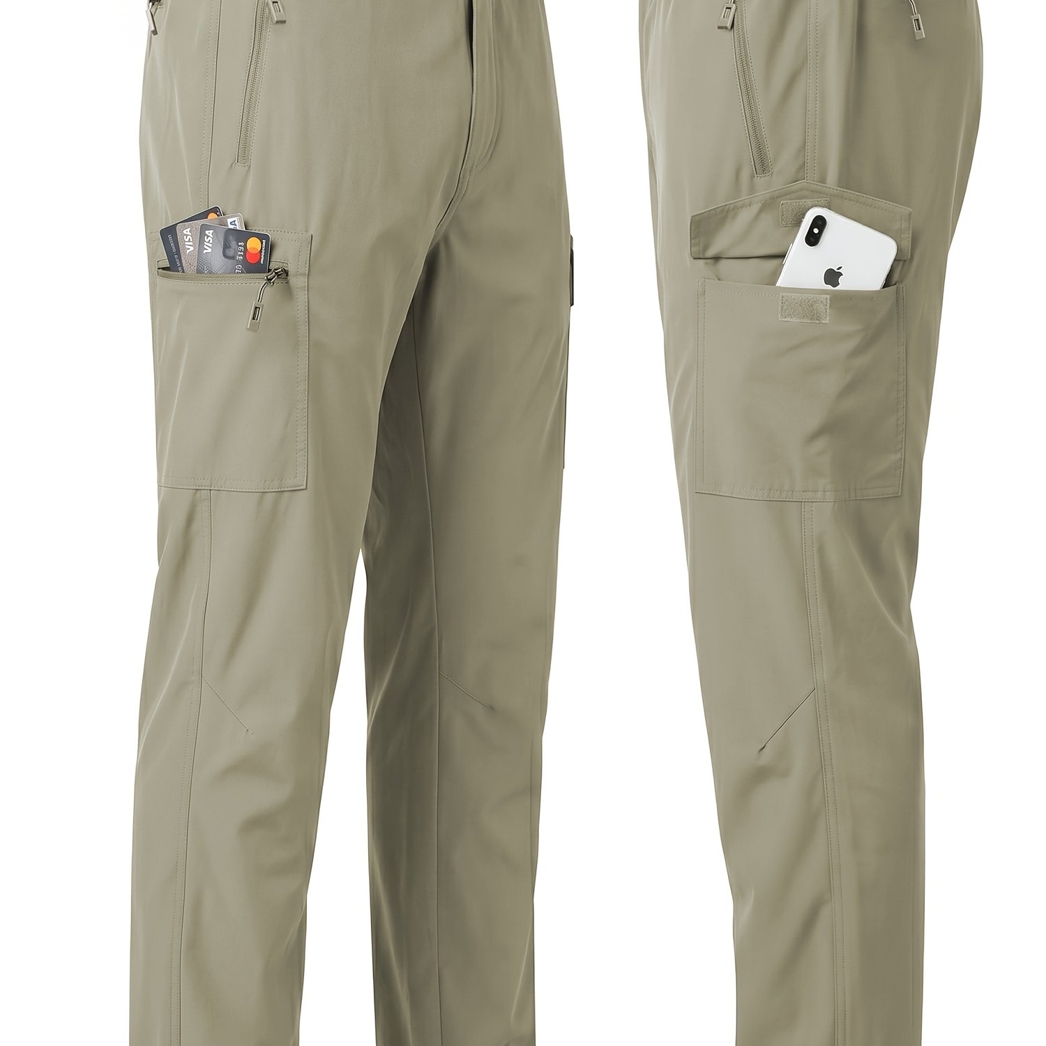 Image of 1pc Autumn Men's Outdoor Quick-dry Hiking Pants, Lightweight Breathable Sports Trousers, Stretch With Zippered Pockets, Casual Pants, Outdoor Golf Pants, Belt Not Included