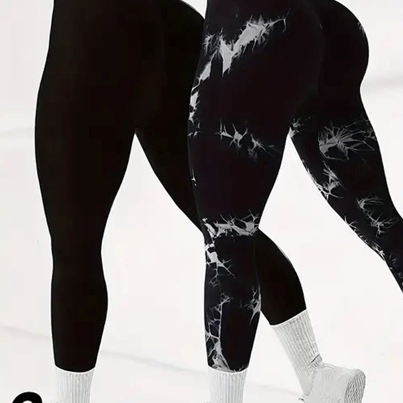 E-shop 2er-Pack Damen Yoga-Hosen, Hochtailliert mit Unregelmäßigem Tie-Dye-Design