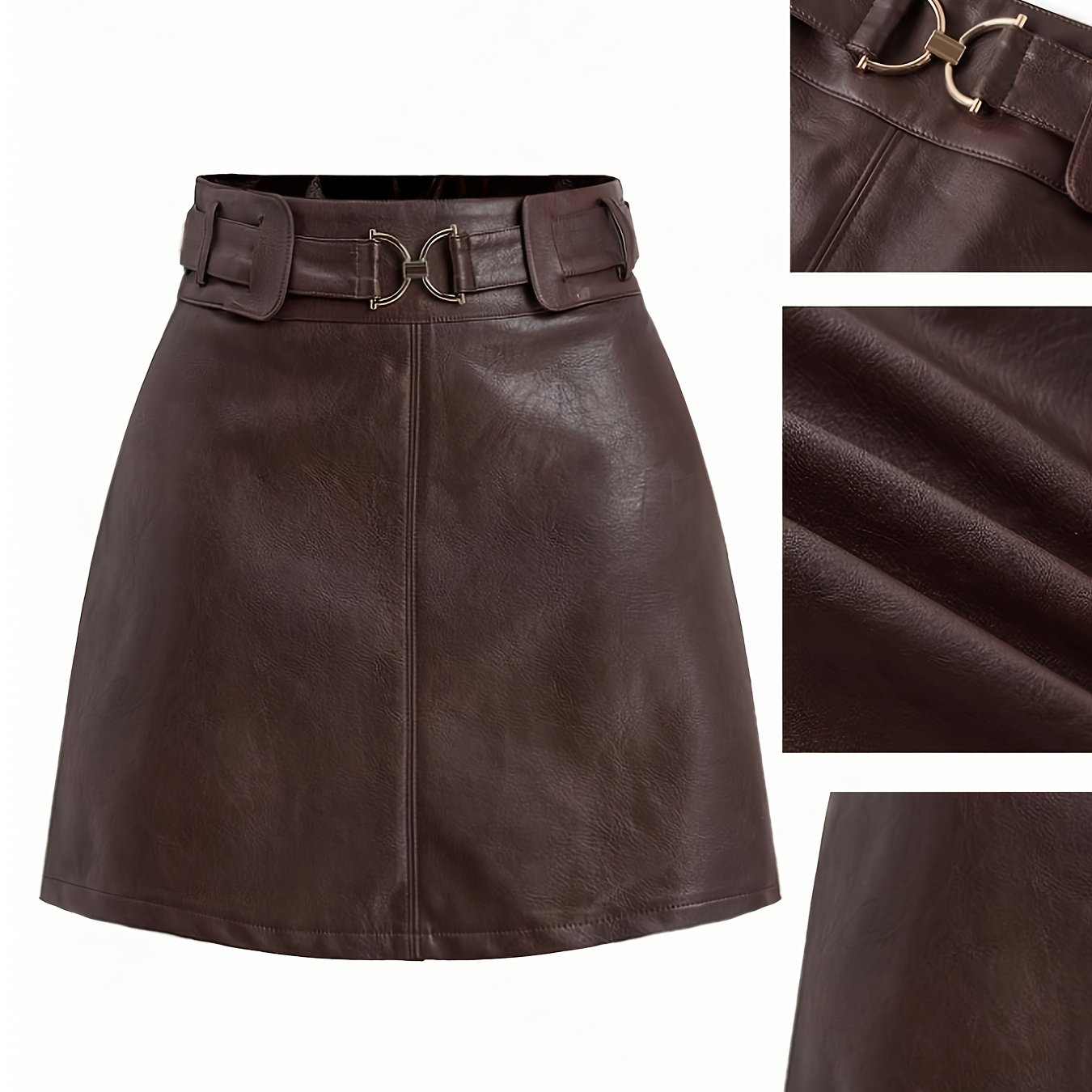 TEMU Trendy Women's Fashion Decorative Button A-line -colored Mini Skirt