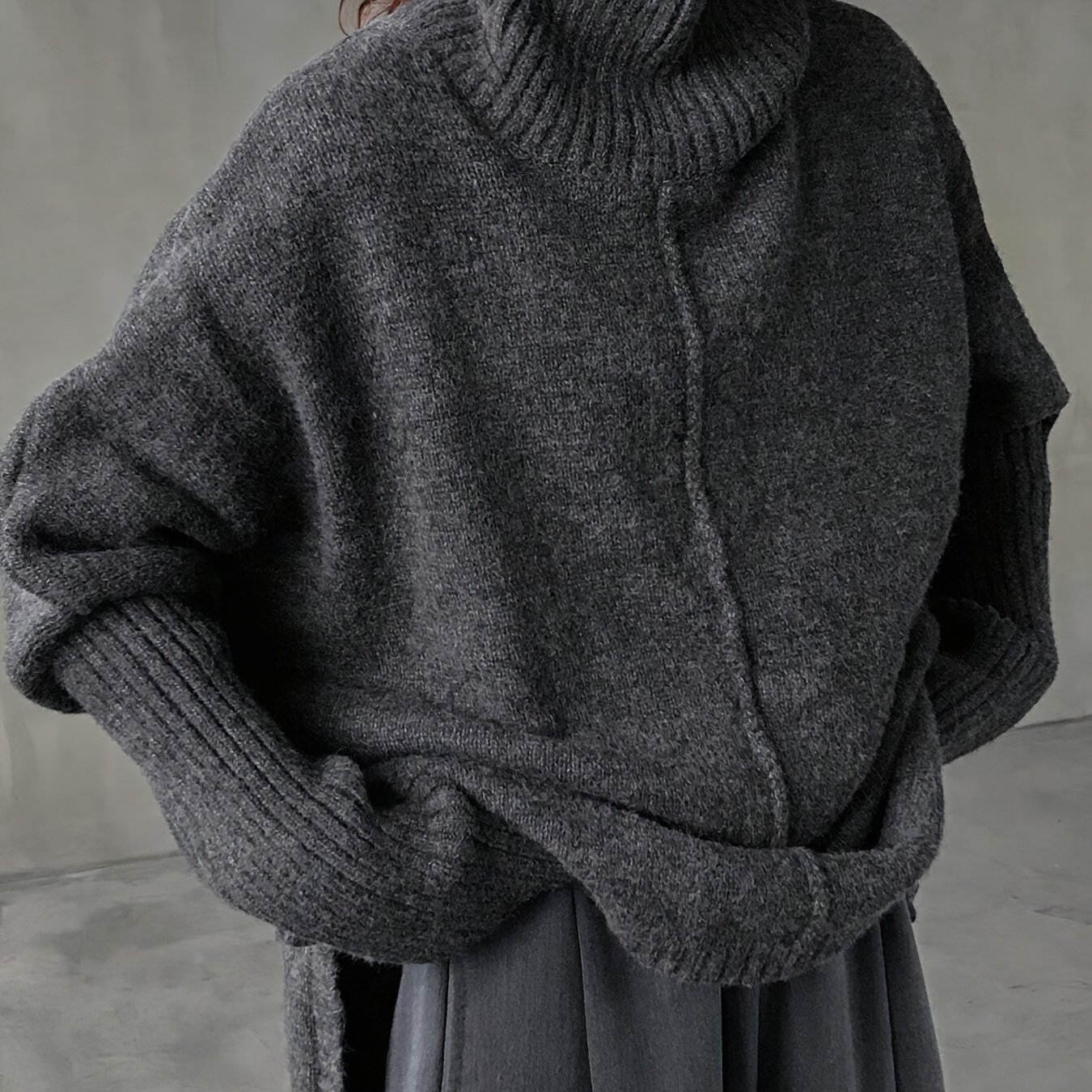 Early Spring! Women's Relaxed Style Casual Turtleneck Sweater | Versatile Side-slit Pullover | Loose Fit Spring Top