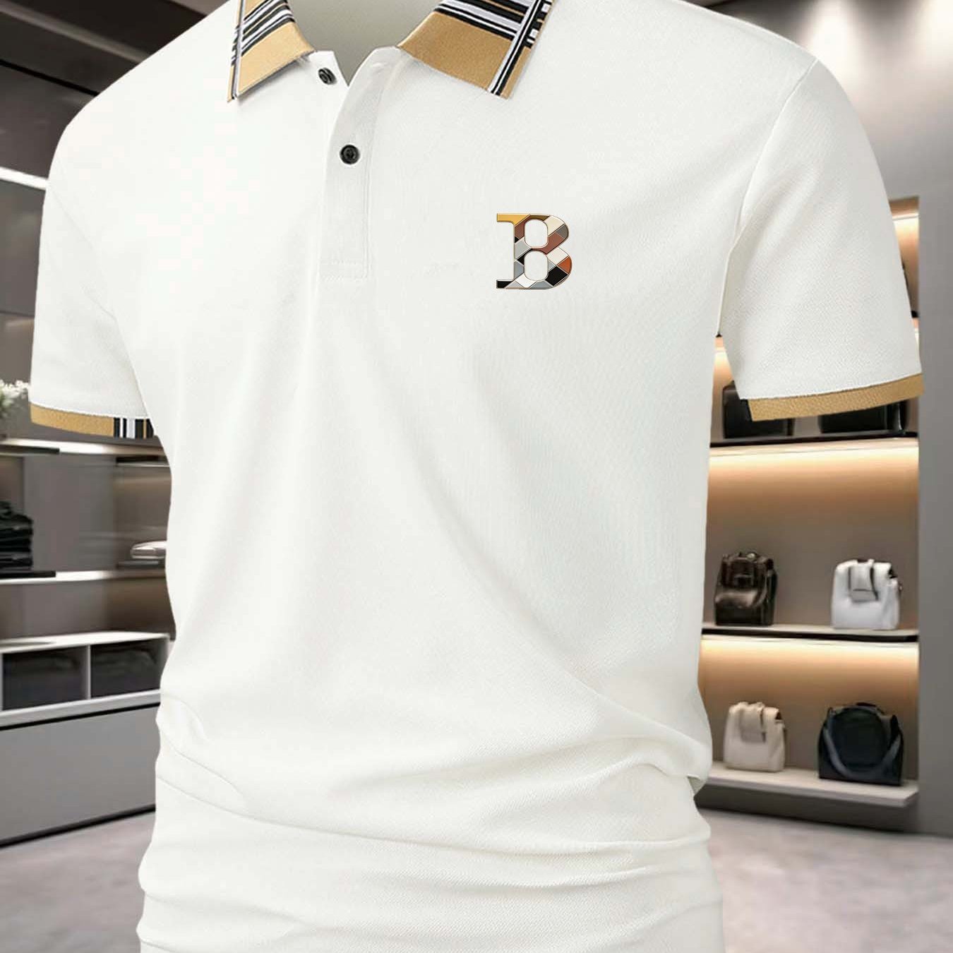 TEMU C550b Summer Double Pearl Knit Men's Short-sleeve Shirt, Loose Fit Business Casual Solid Color Printed Top, Efficient Application!