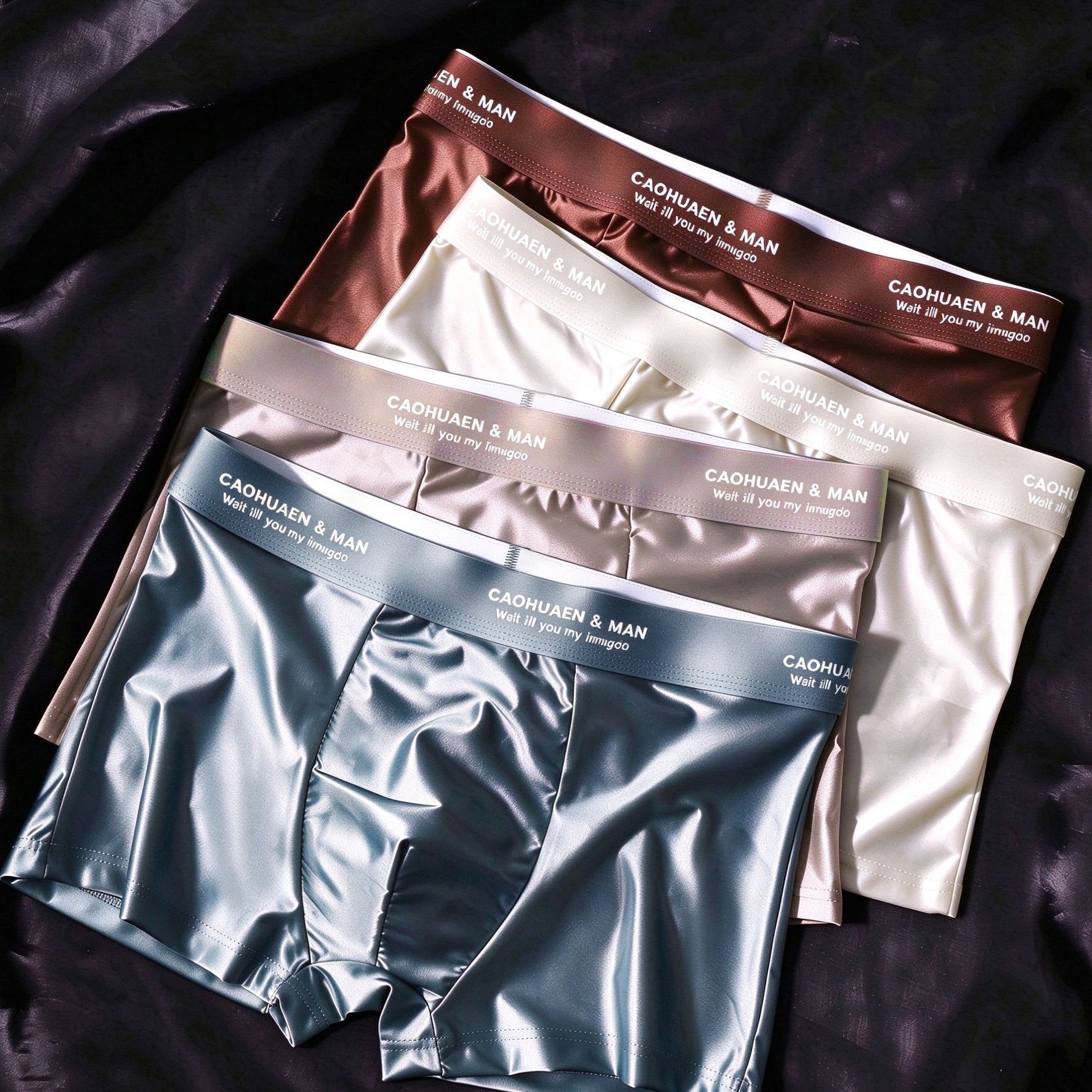 Image of 4pcs Men' Color Casual High-end Low-rise Boxer Briefs, Thin, Breathable, And Quick-drying