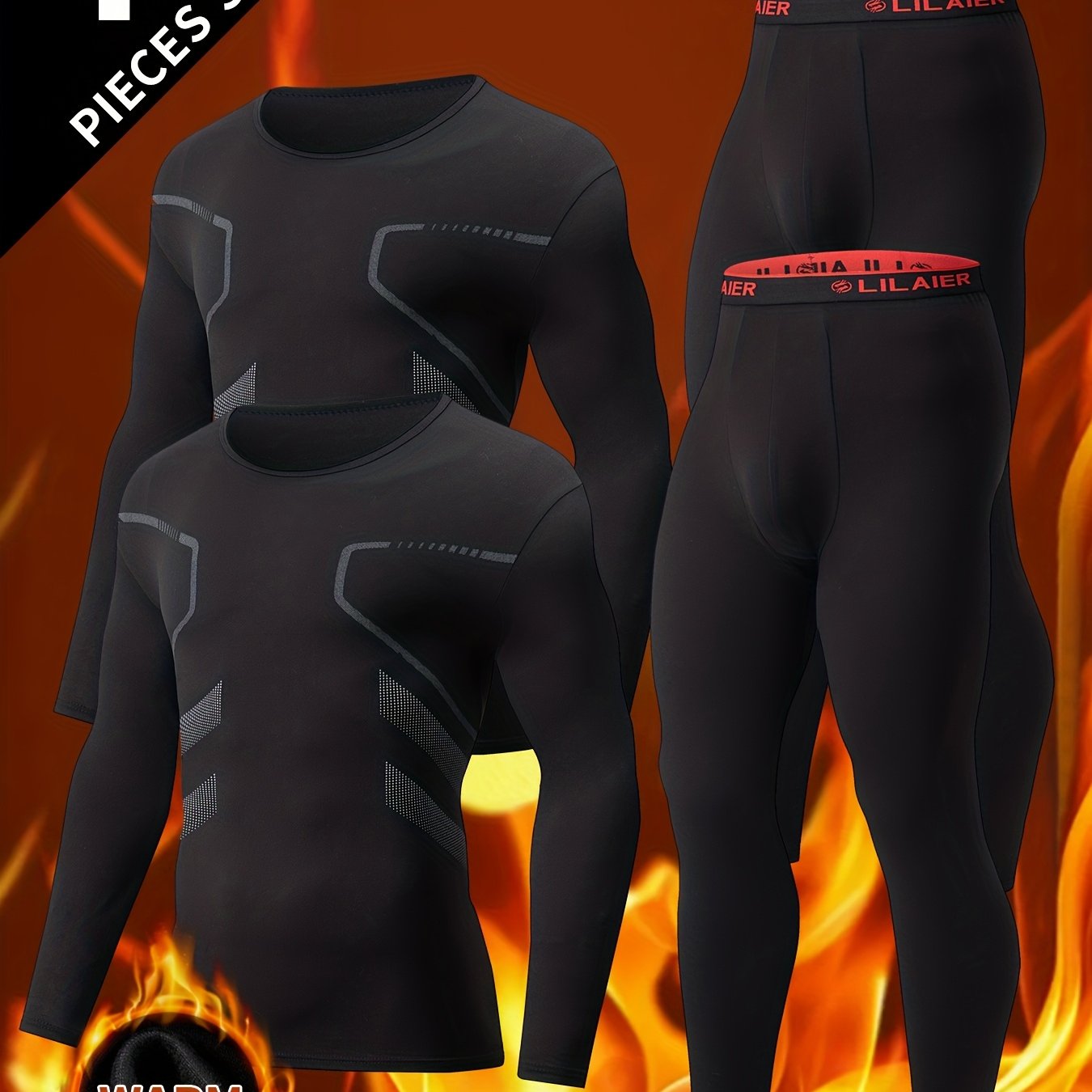 TEMU 4pcs Set Men's Warm Underwear Set Autumn Winter Autumn Clothes Autumn Trousers And Pants Adult Round Neck Underwear Set