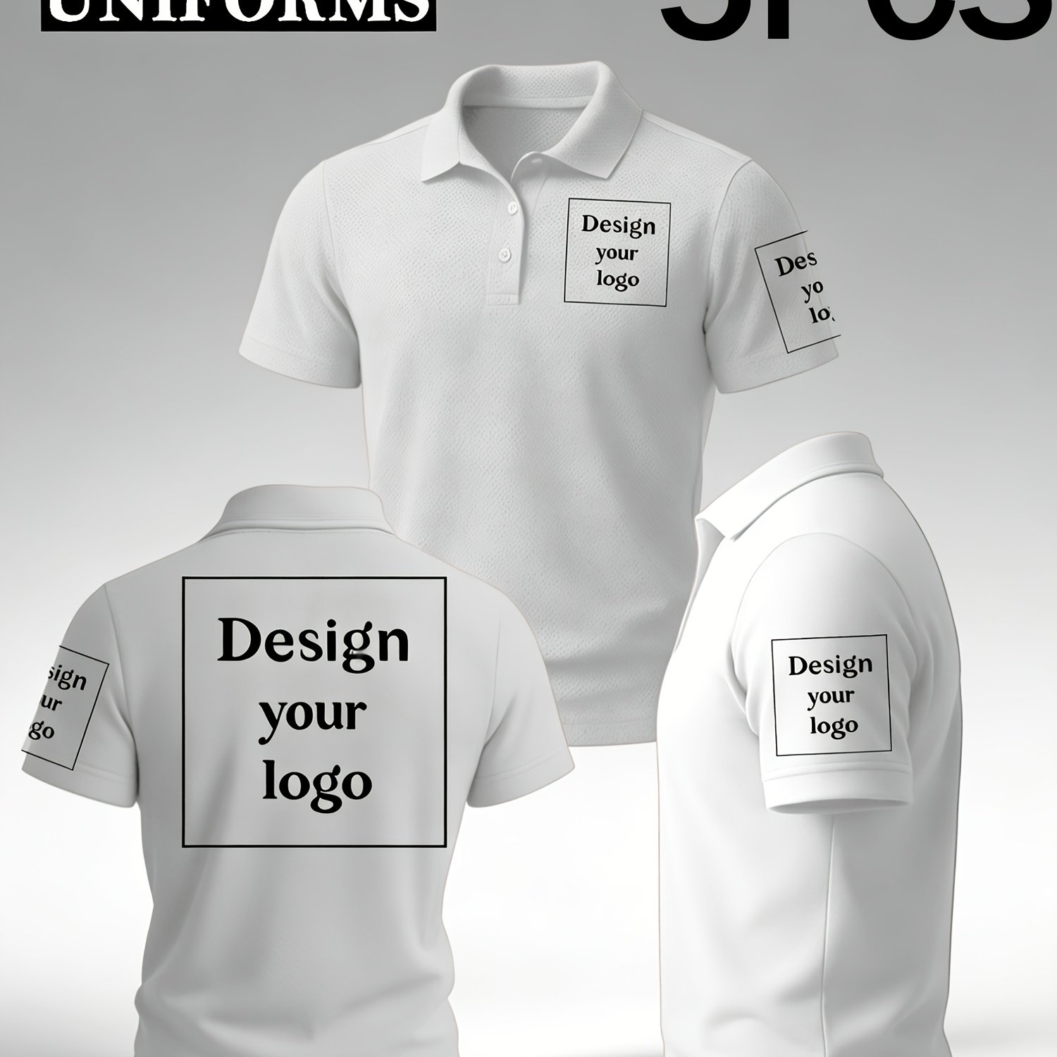 TEMU 5pcs Custom Men Shirt 3âposition Logo Custom Left Chest Sleeve Back Team Uniform Custom Workwear
