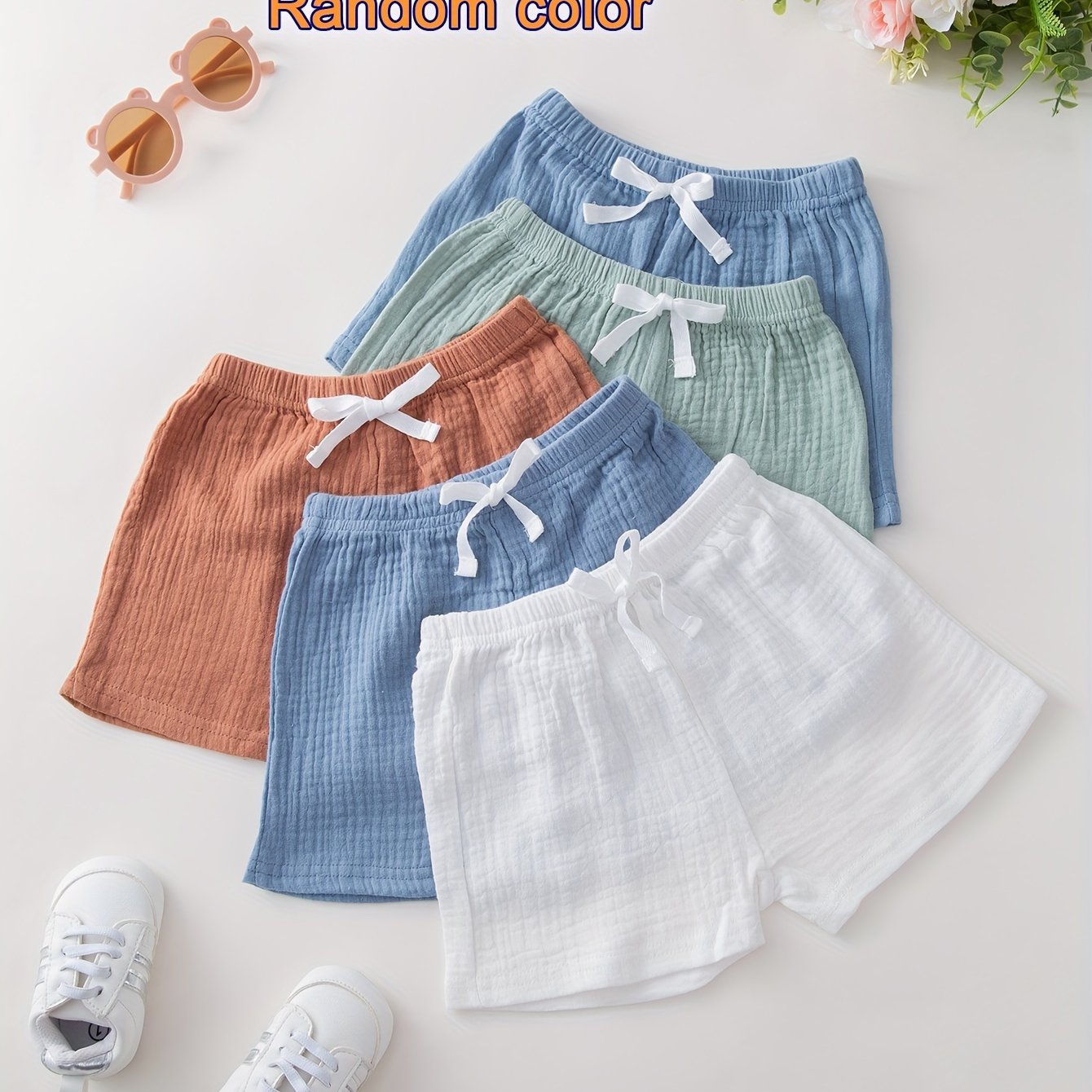 Image of 3pcs Random Color Baby Boy Soft Comfortable Shorts, Baby Waist Pants, Summer Baby Clothes, For Outdoor