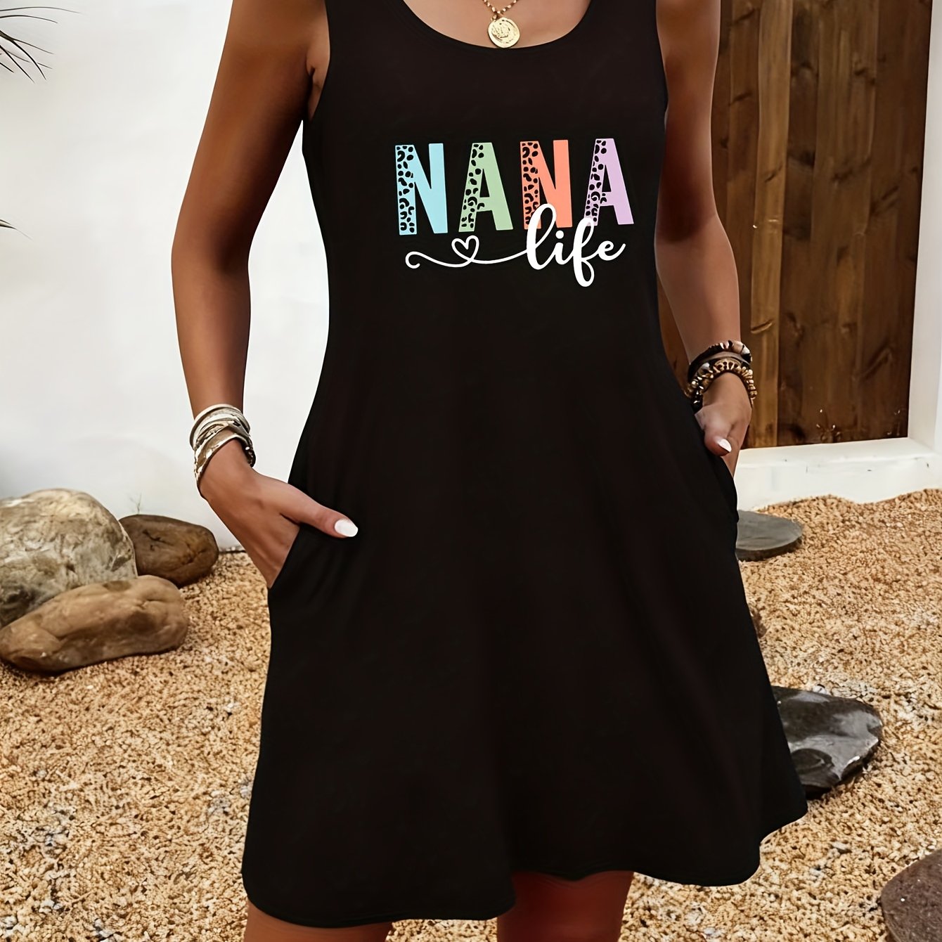 TEMU A Easy And Stylish Ladies' Sleeveless Nightgown, Perfect For Any Season, Made From Soft And Comfortable Fabric For Relaxed Sleepwear