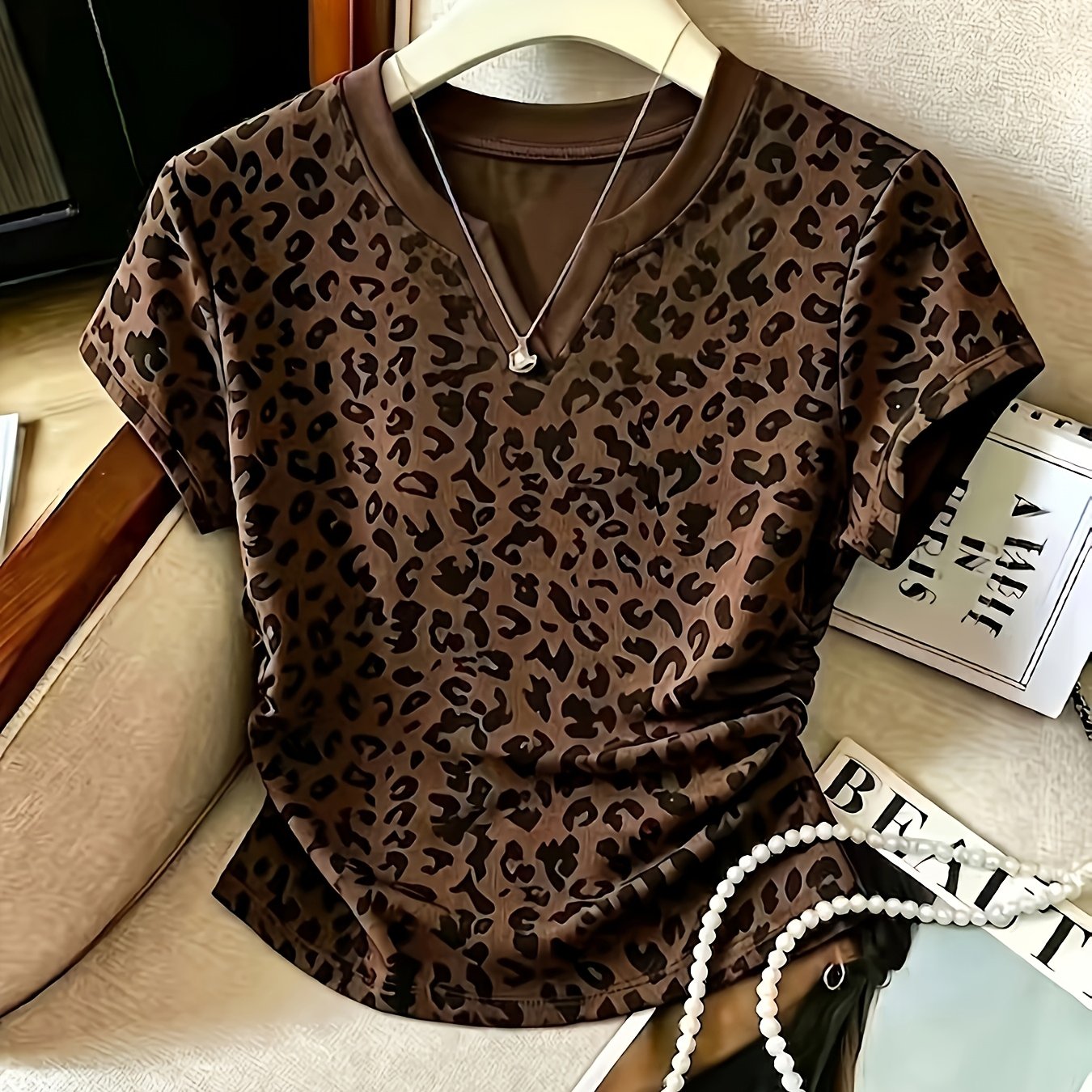 TEMU Sapo072804 Women's Fashion Summer Casual Leopard Print T-shirt