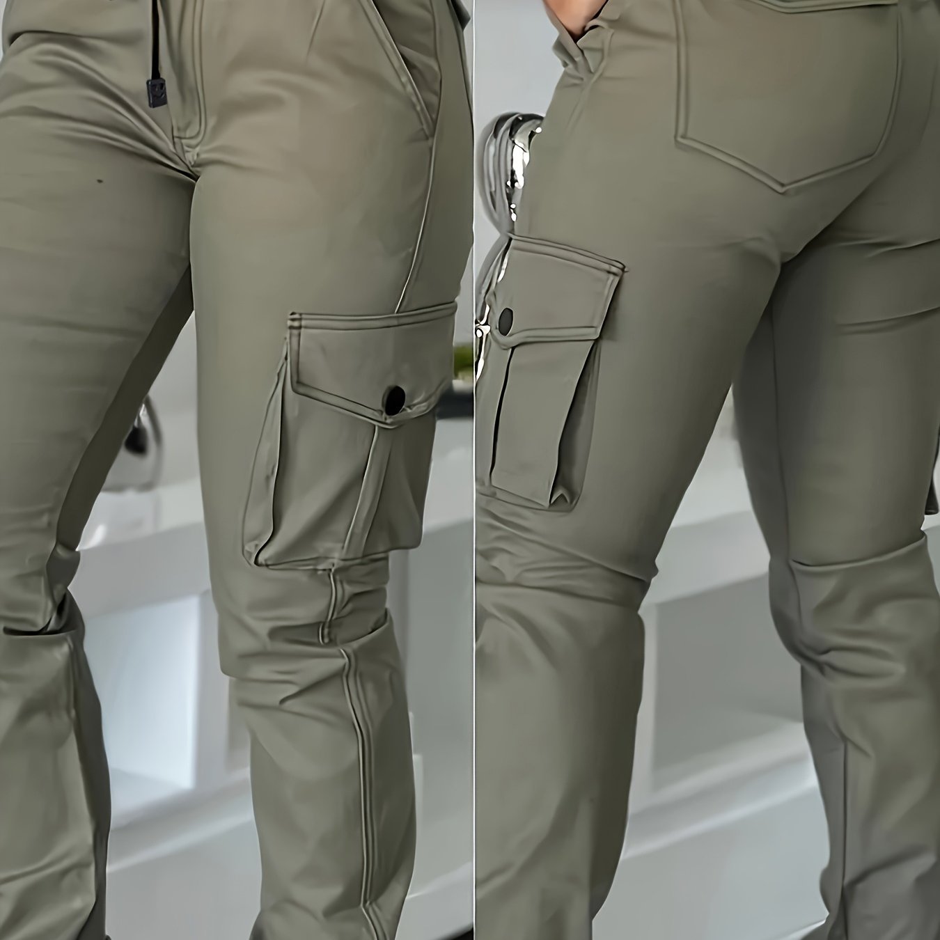 E-shop Frühling/Sommer Neue Lässige Damenmode Militärgrüne Cargo Hose Lange Hosen