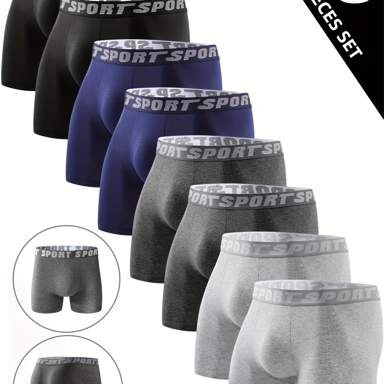 TEMU 8-pc Men's Long Boxer Briefs, Youth Personalized Underwear, Breathable Shorts, Large Size Youth Men's Underwear