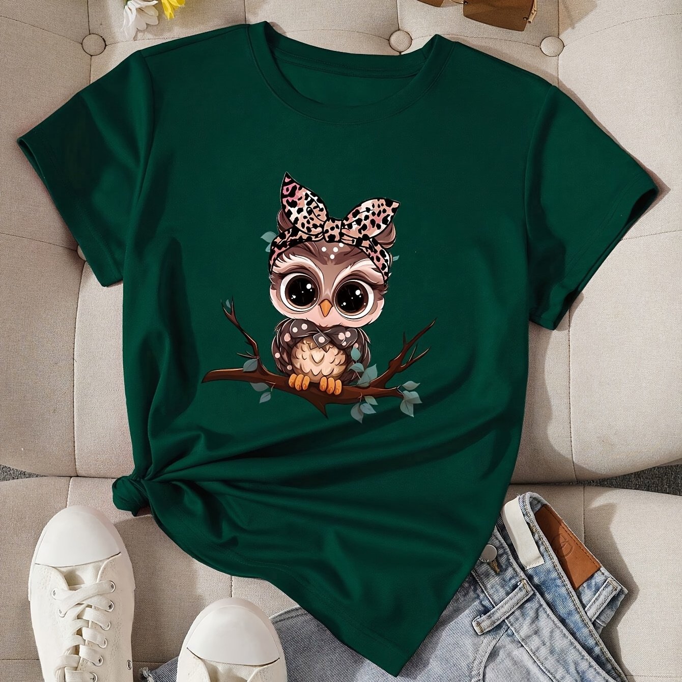 E-shop Western Fashion Lässiges Rundhals-Top mit Druck T-Shirt